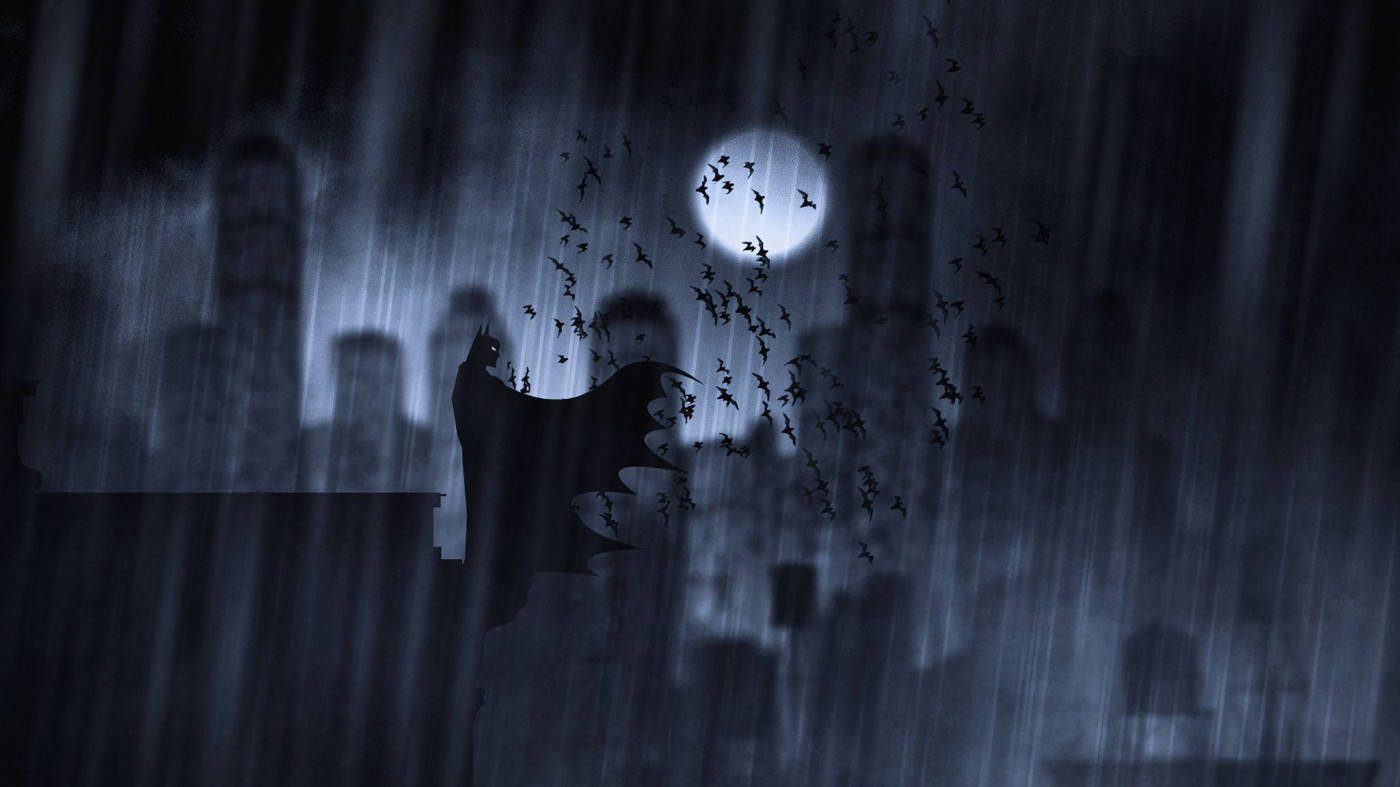 Batman Looking Over Gotham Illustration Art Background