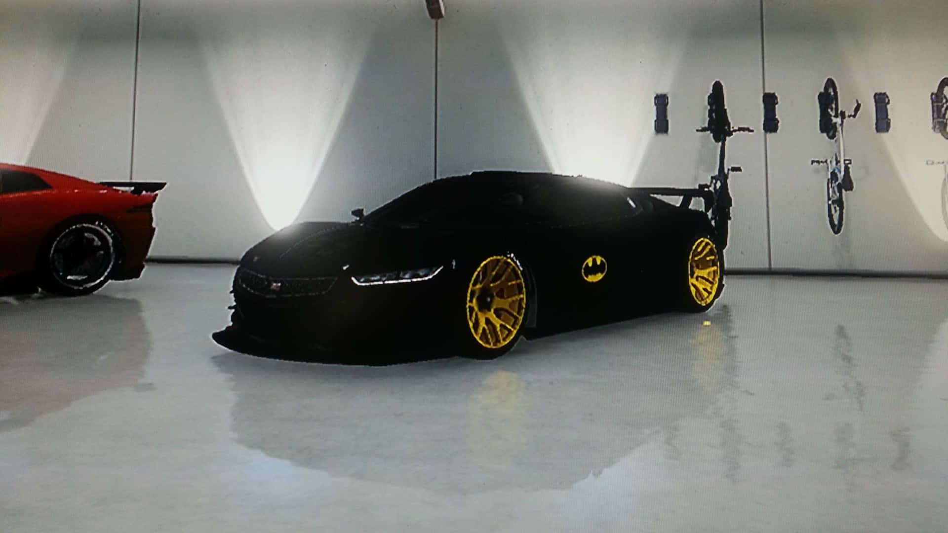 Batman Monster Car Yellow Wheels Background