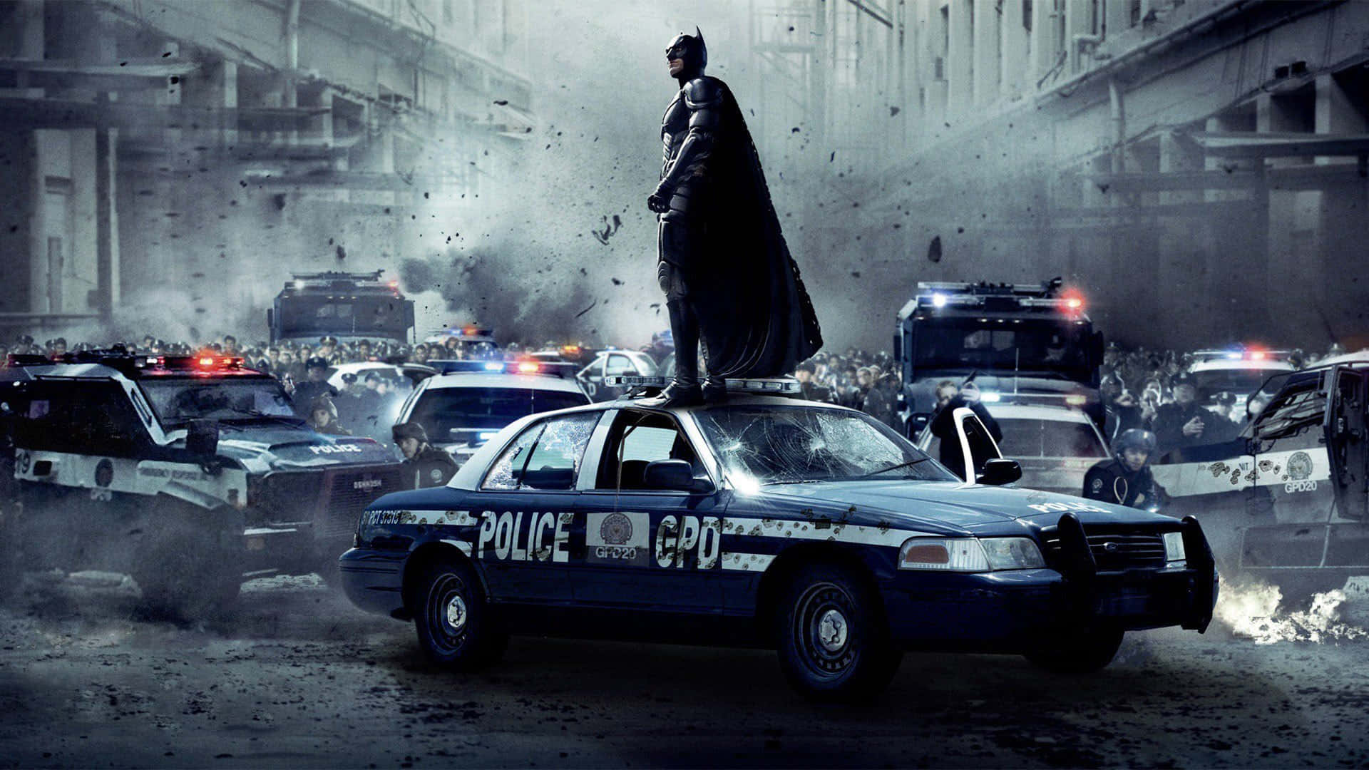 Batman On Top Of Cop Vehicle