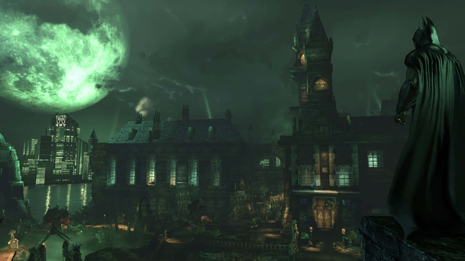 Batman Overlooking Arkham City Background