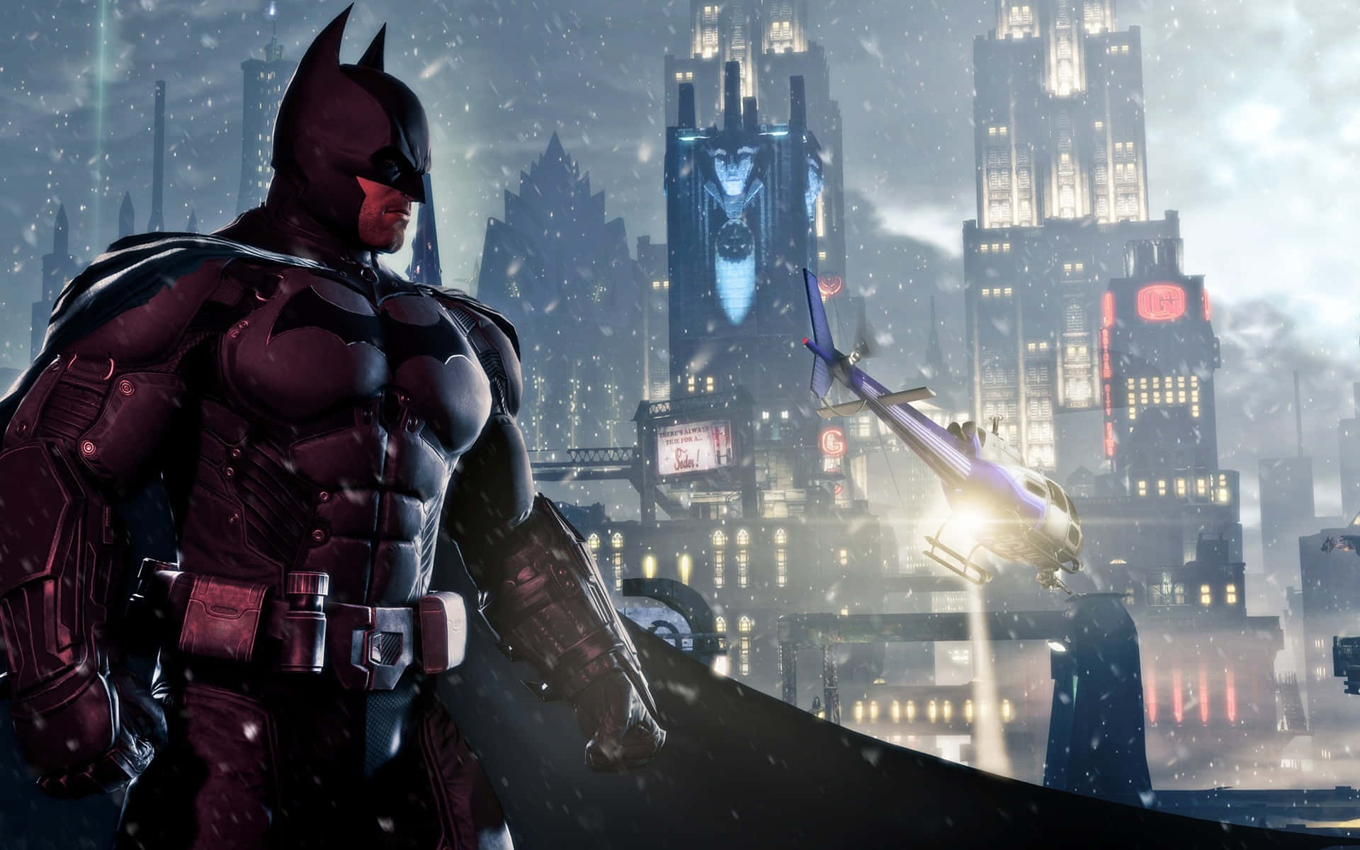 Batman Overlooking Arkham City Background