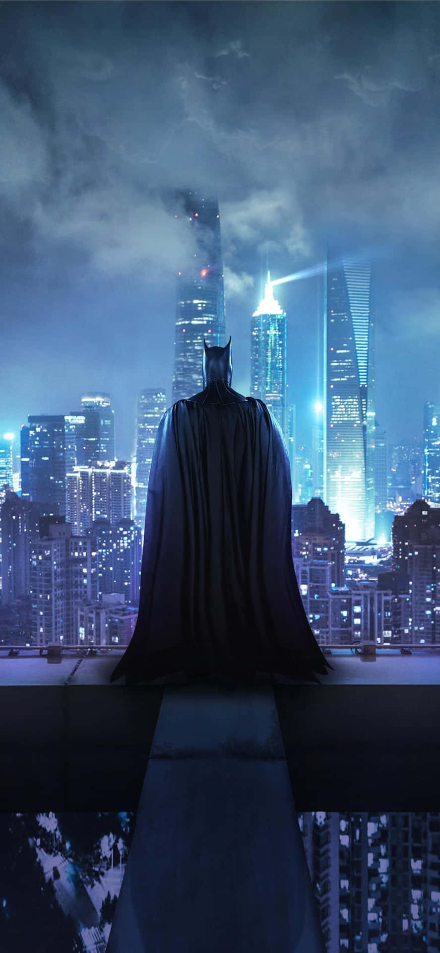 Batman Overlooking Gotham City Night Background