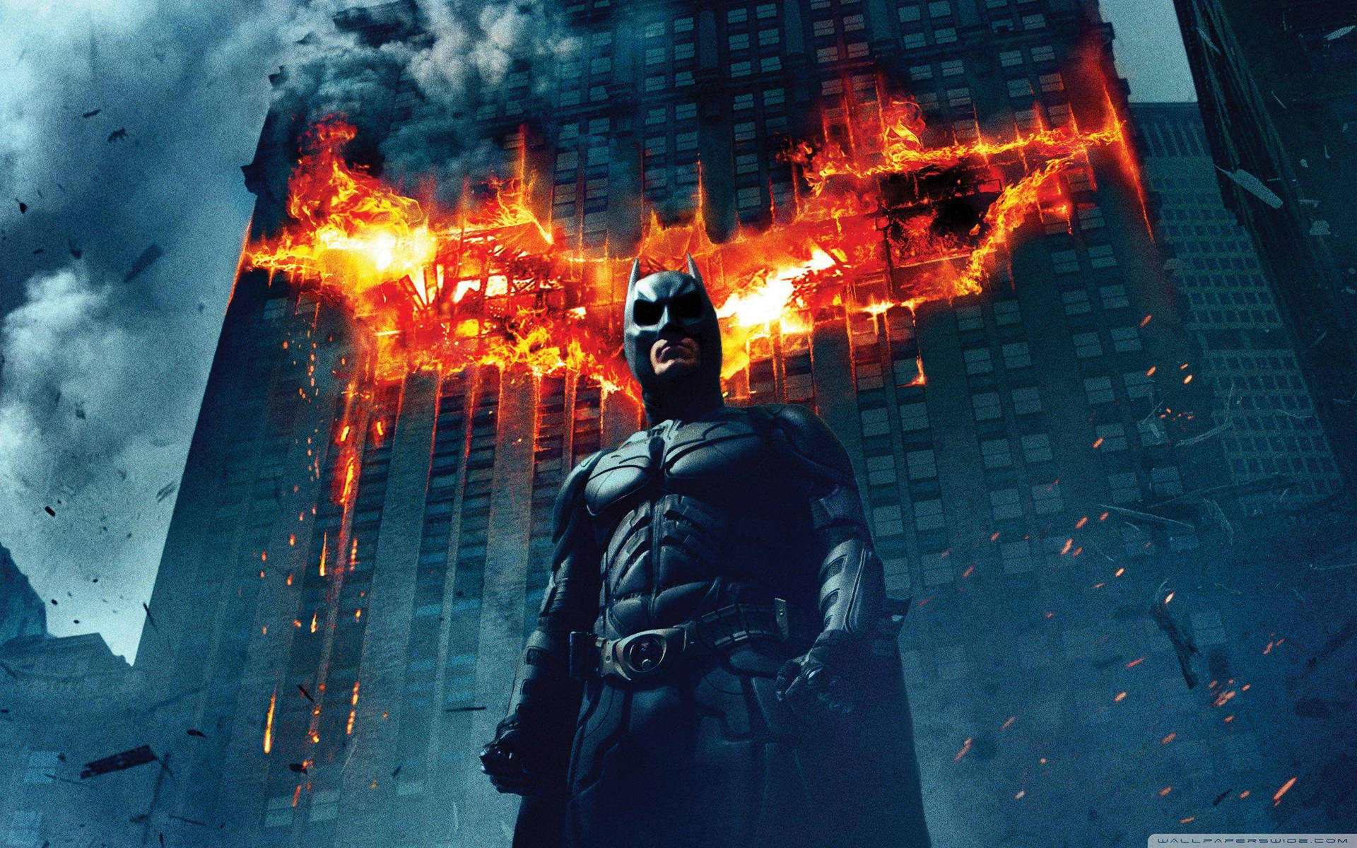Batman Standing With Burning Building 4k Background