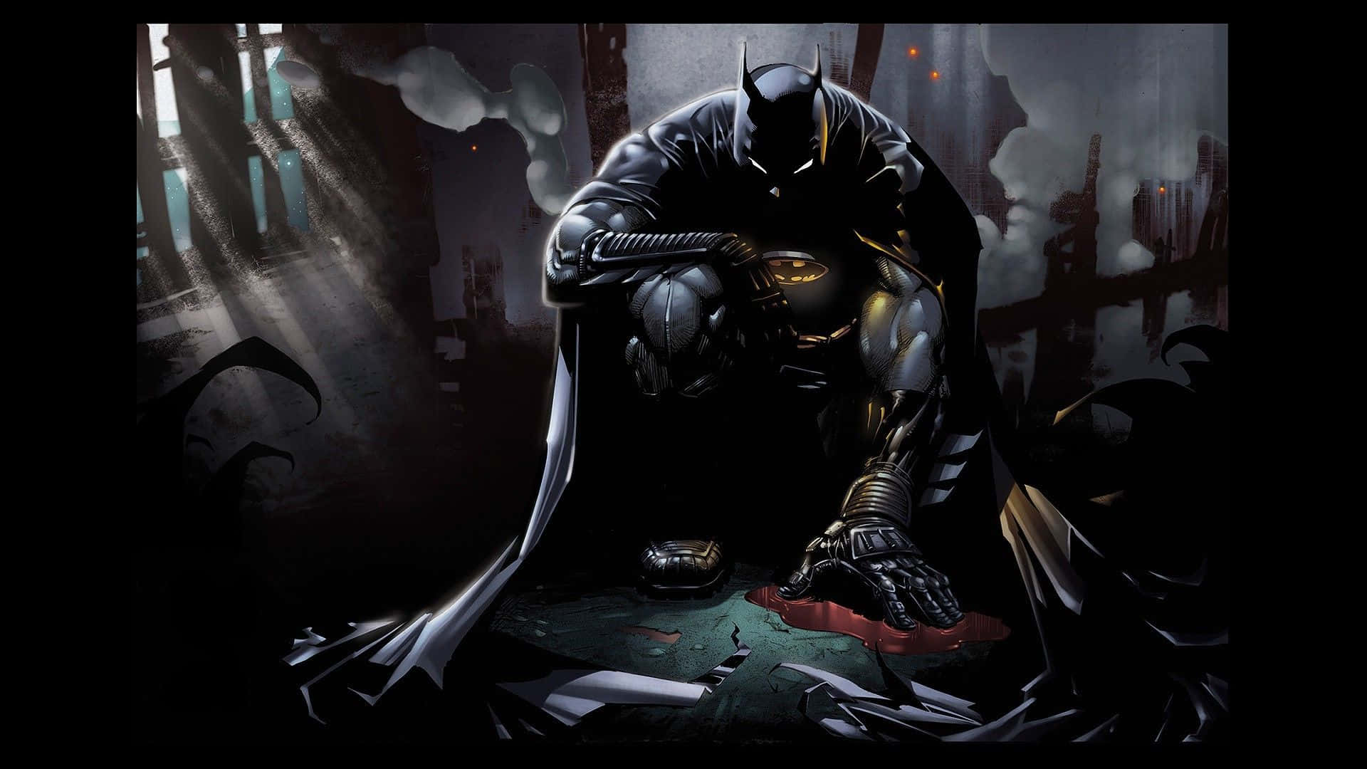 Batman Stands Vigilant In The Night. Background