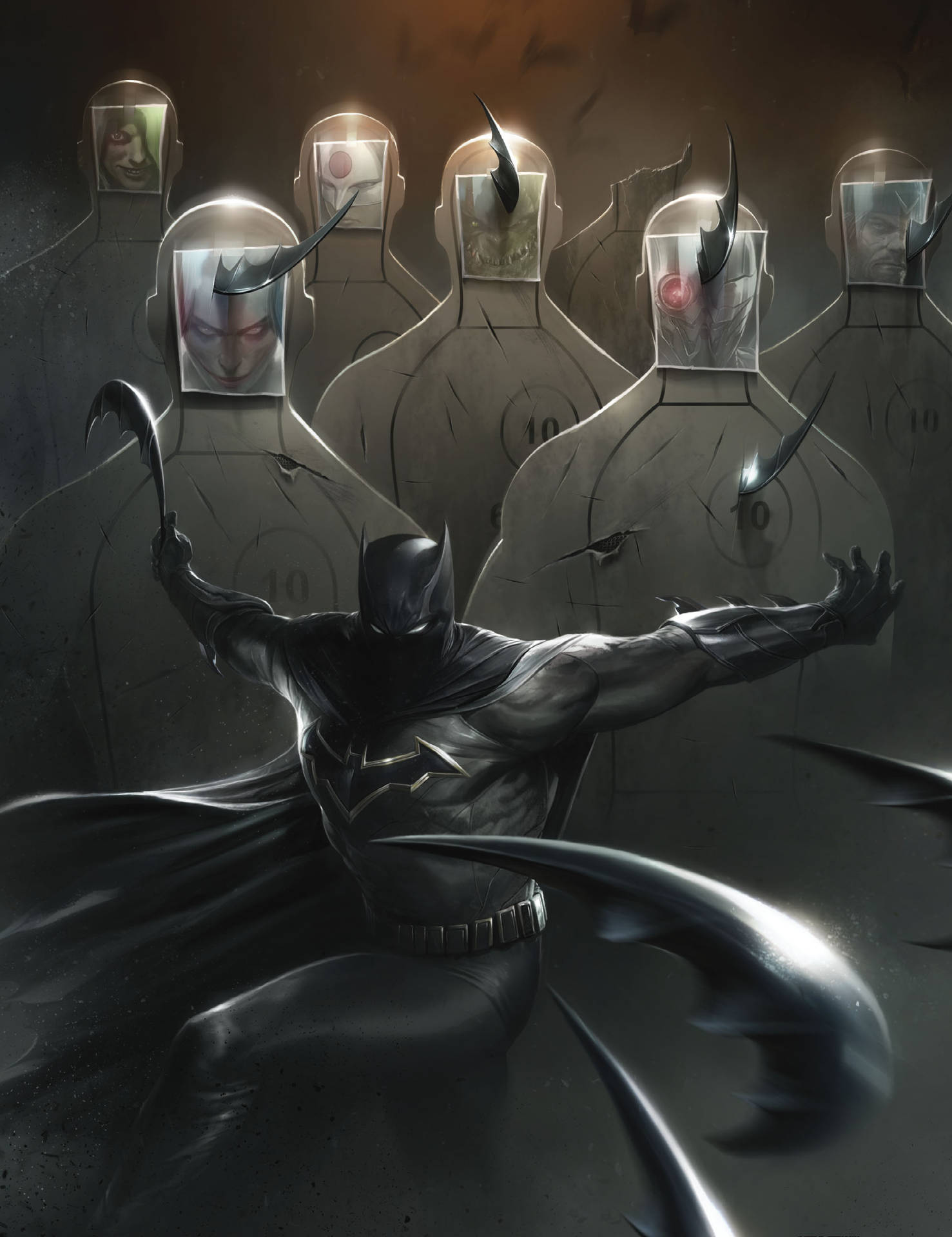 Batman Throwing Black Boomerangs Background