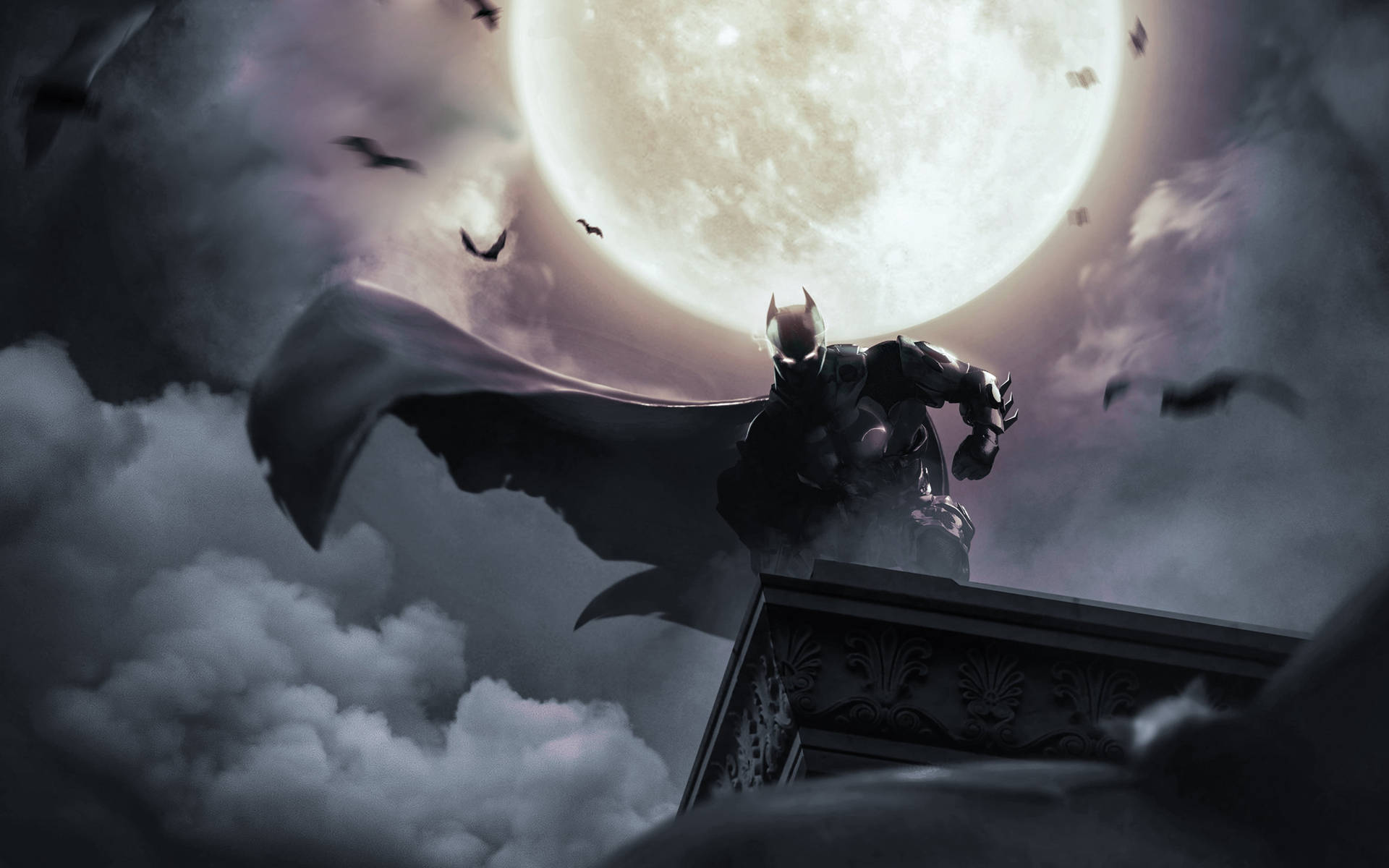 Batman Under Moon Phone Art Background