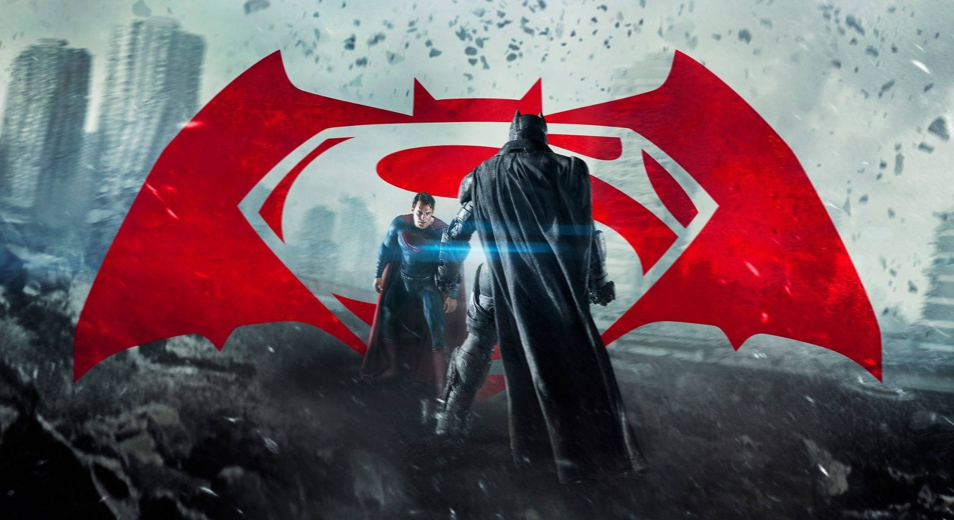 Batman V Superman Dawn Of Justice Fighting Combined Logo Background