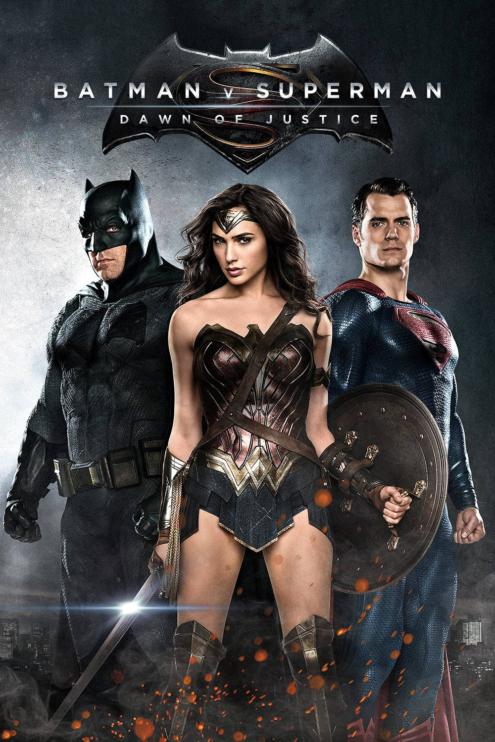 Batman V Superman Dawn Of Justice Poster With Wonder Woman Background