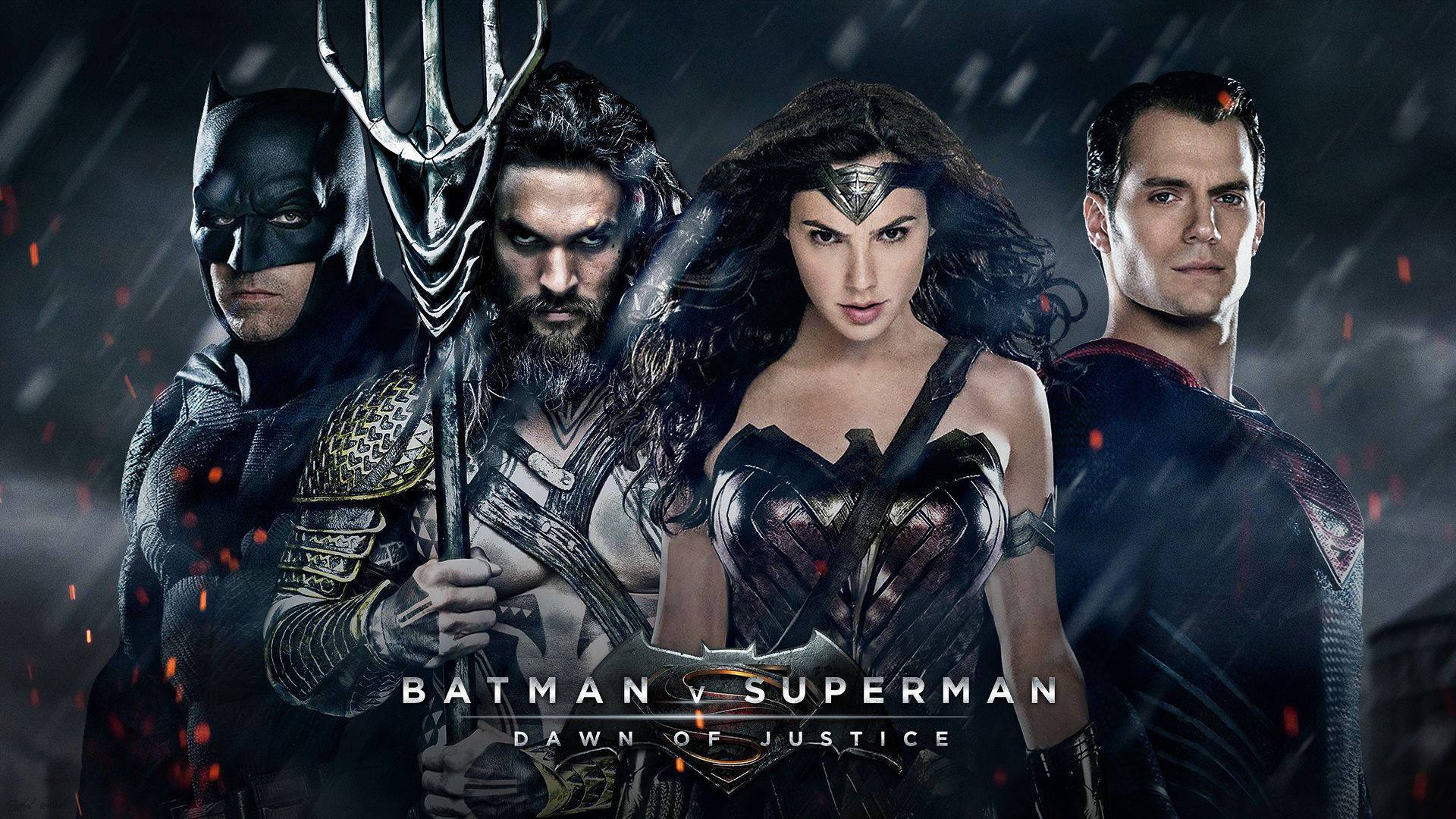 Batman V Superman Dawn Of Justice With Aquaman And Wonder Woman Poster Background