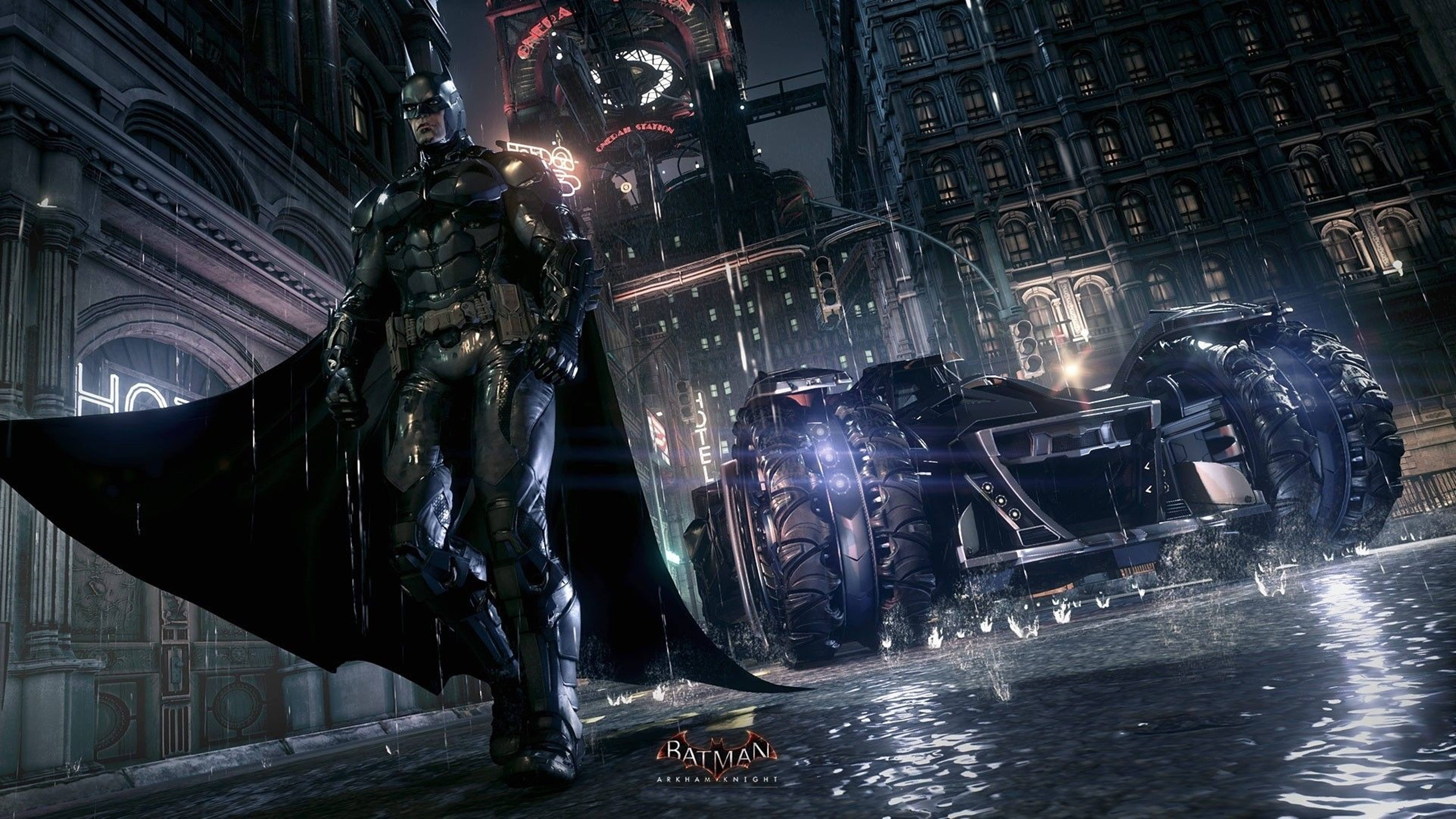 Batman With Batmobile Arkham City 4k