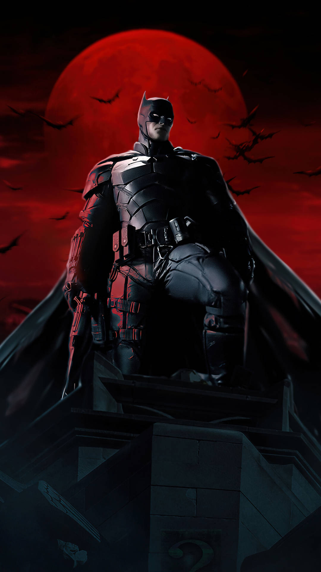 Batman With Red Moon Movie Background