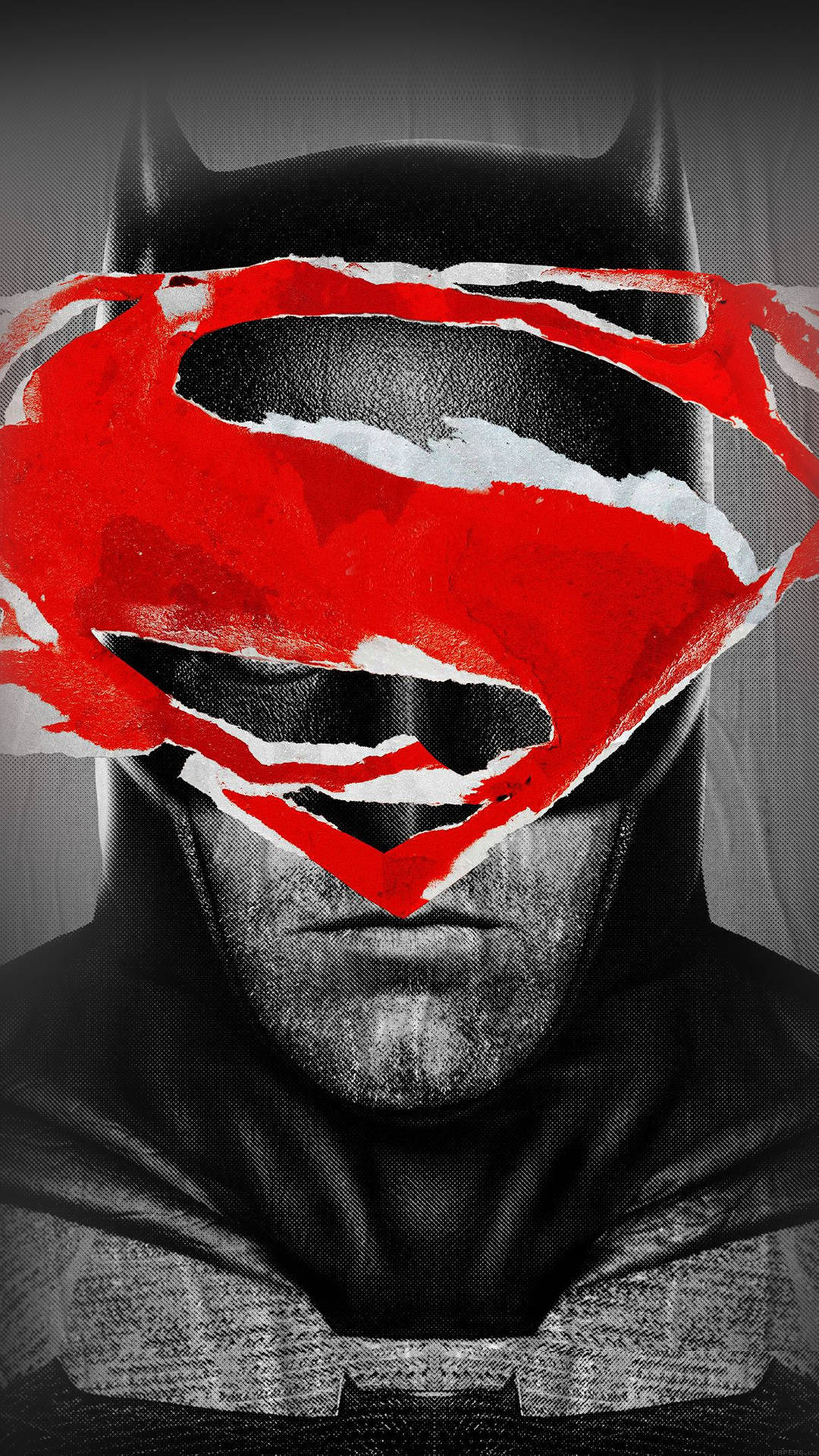 Batman With Red Superman Logo Smartphone Background Background
