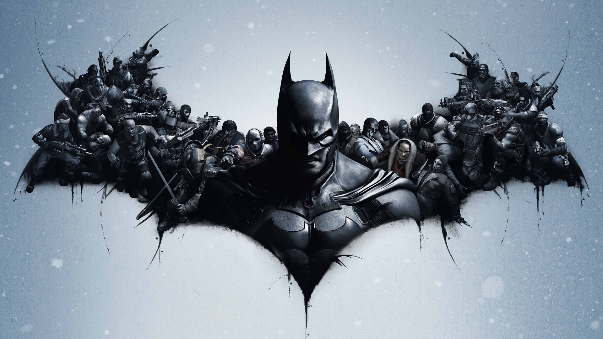Batman With Villains Logo 4k Background