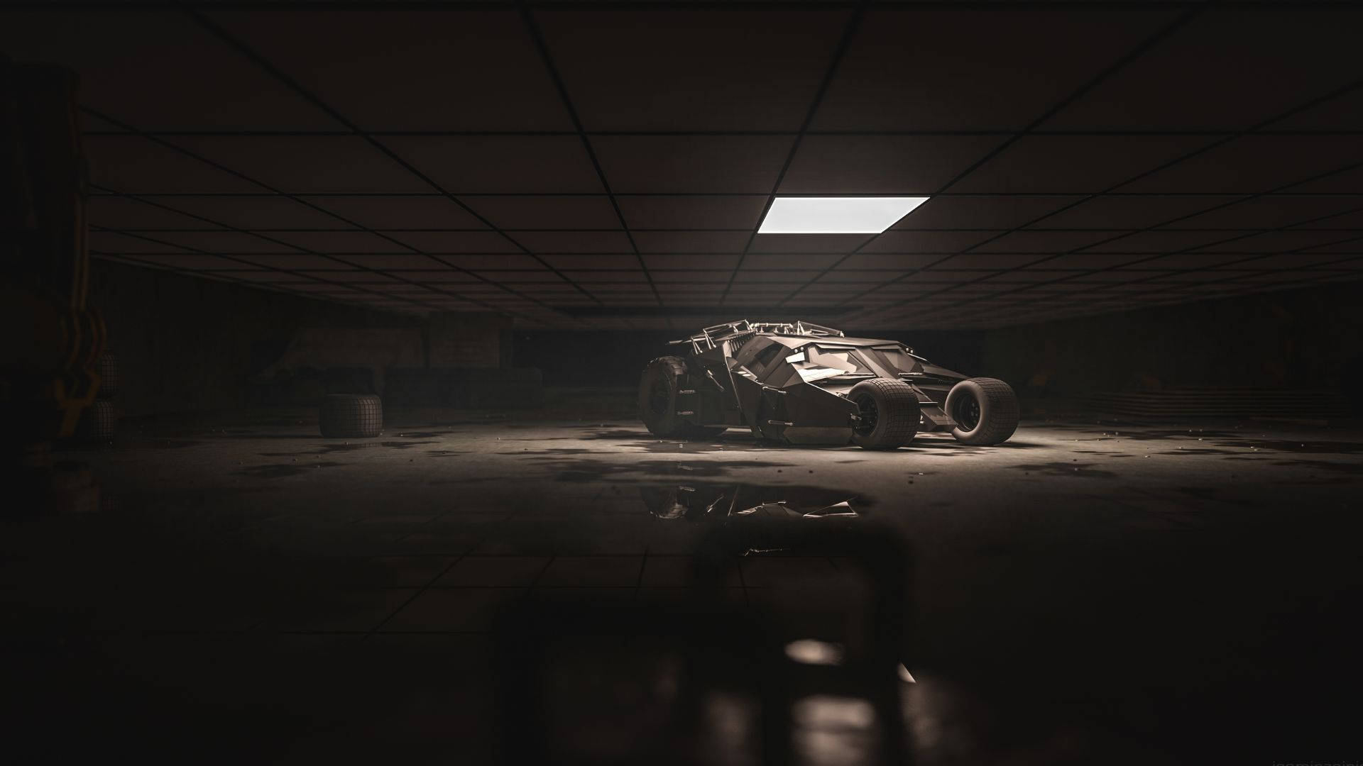 Batmobile In Narrow Room Background