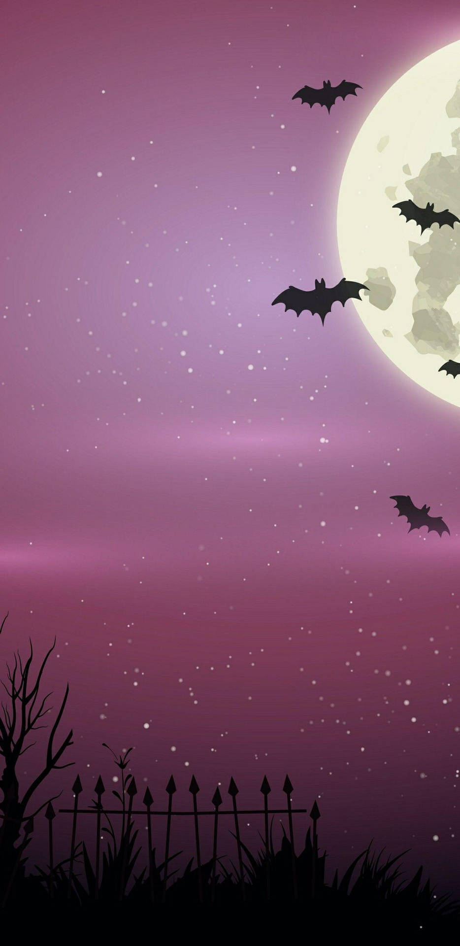 Bats Violet Sky Halloween Phone Background