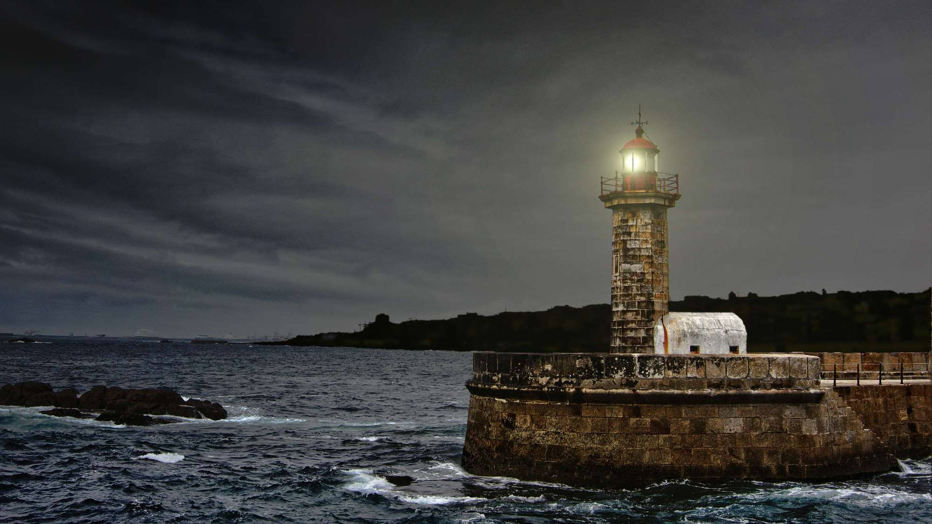 Battered Old Lighthouse Background