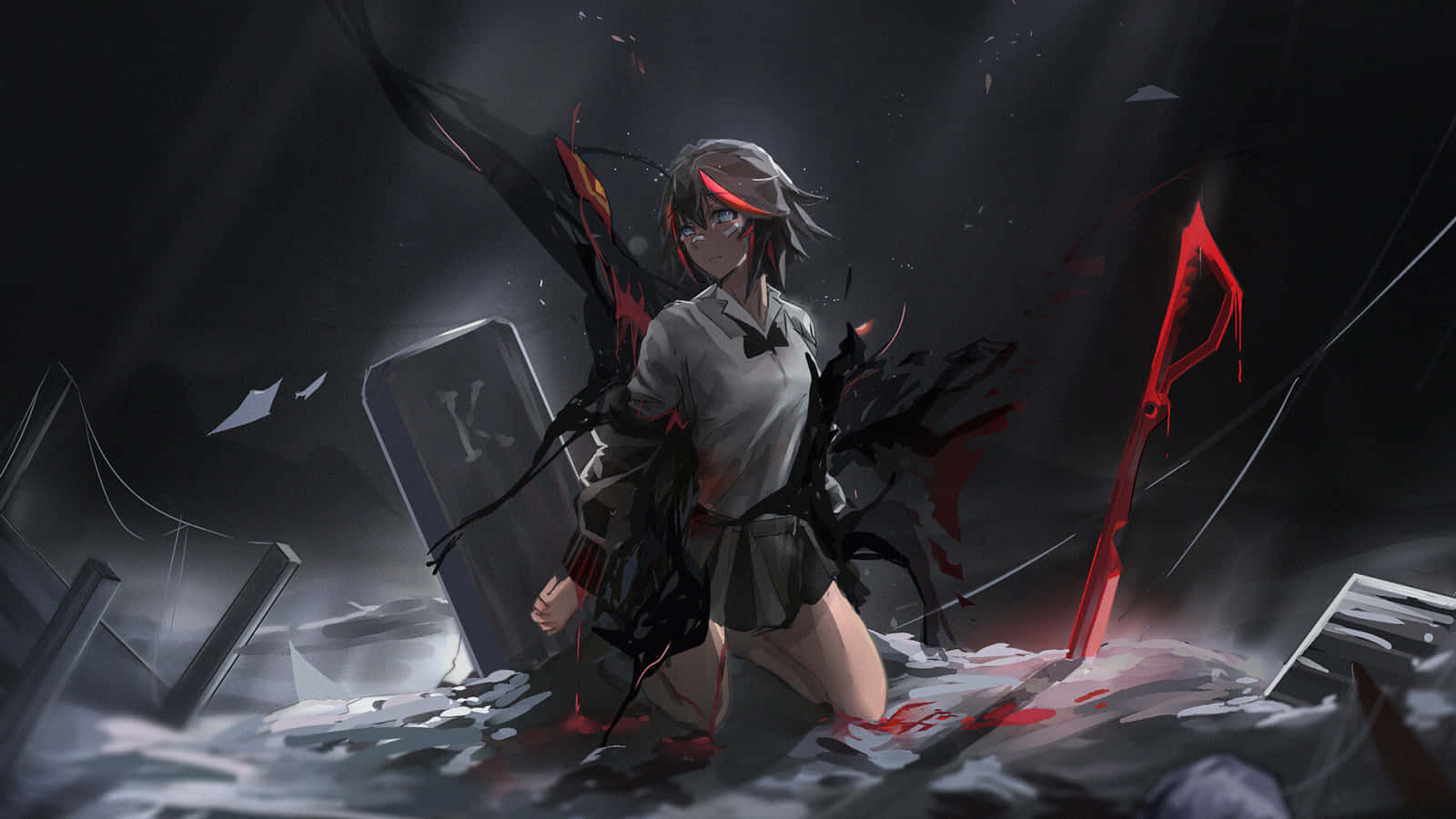 Battle Ready Anime Girlwith Scythe Background