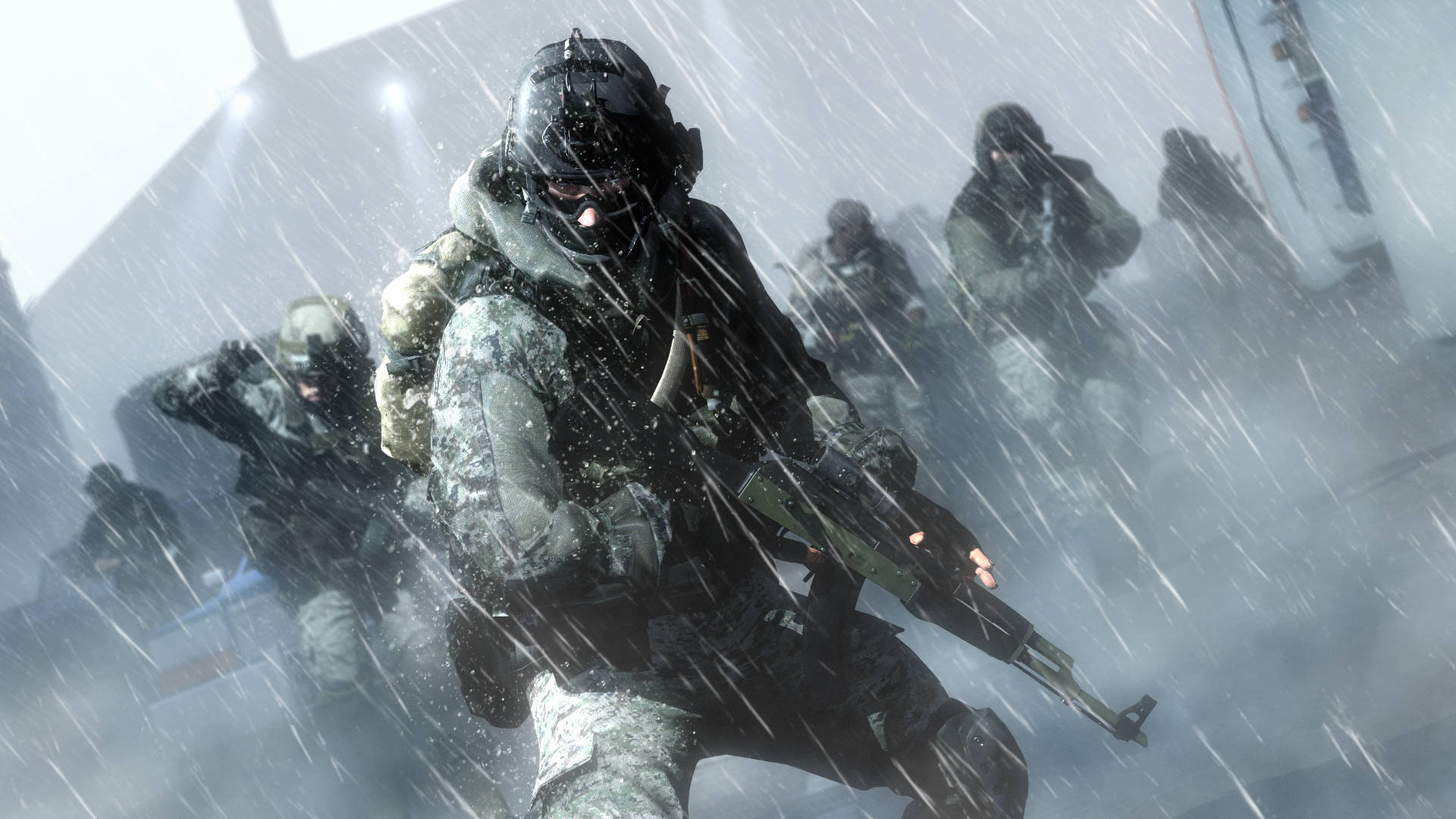 Battlefied Soldiers In The Rain Background