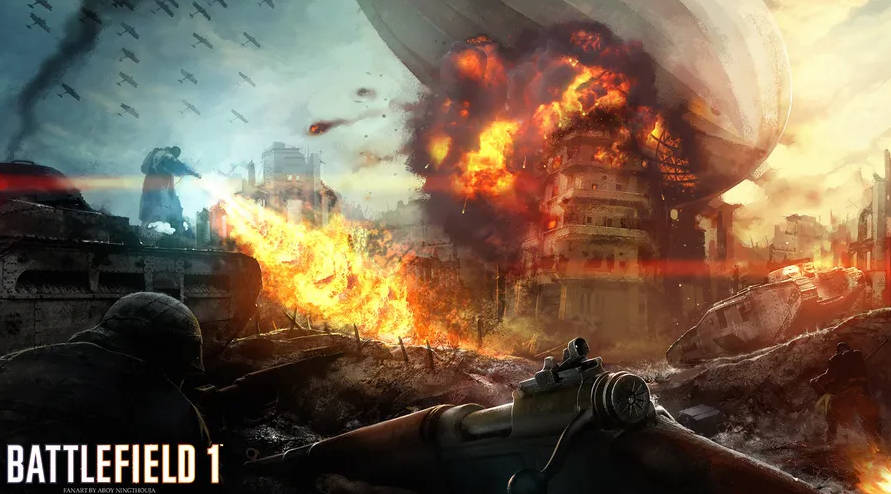 Battlefield 1 Hd Airship Explosion Background