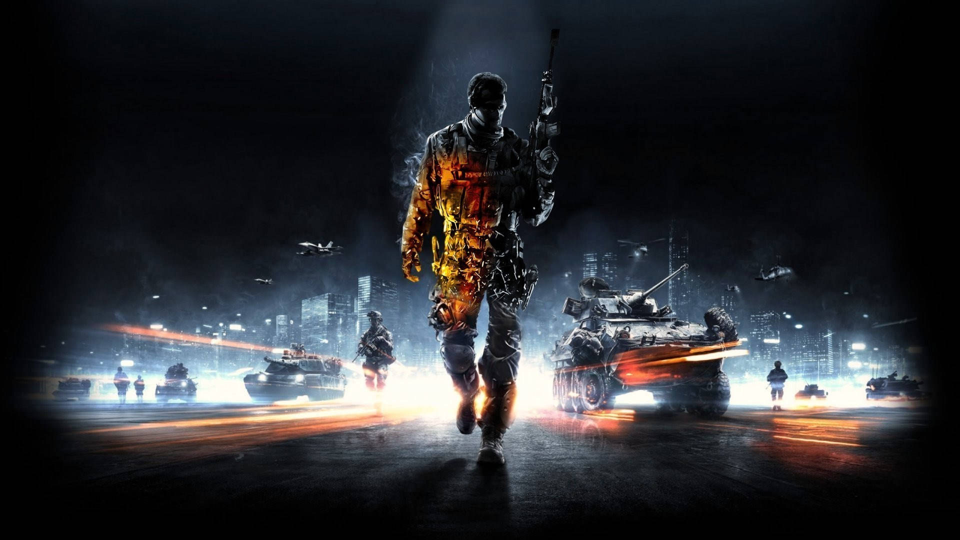 Battlefield 4 Fiery Night Art Background