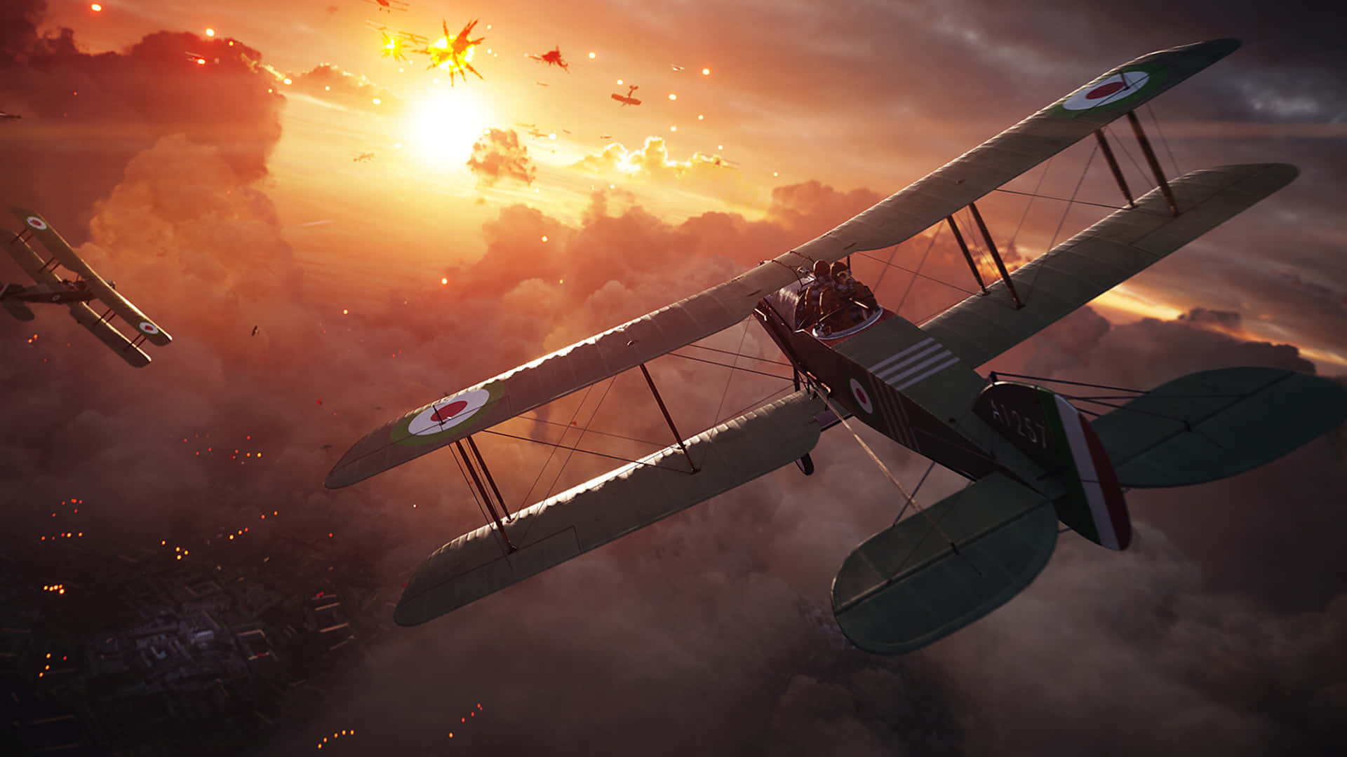 Battlefield Desktop Biplane Dogfighting Background