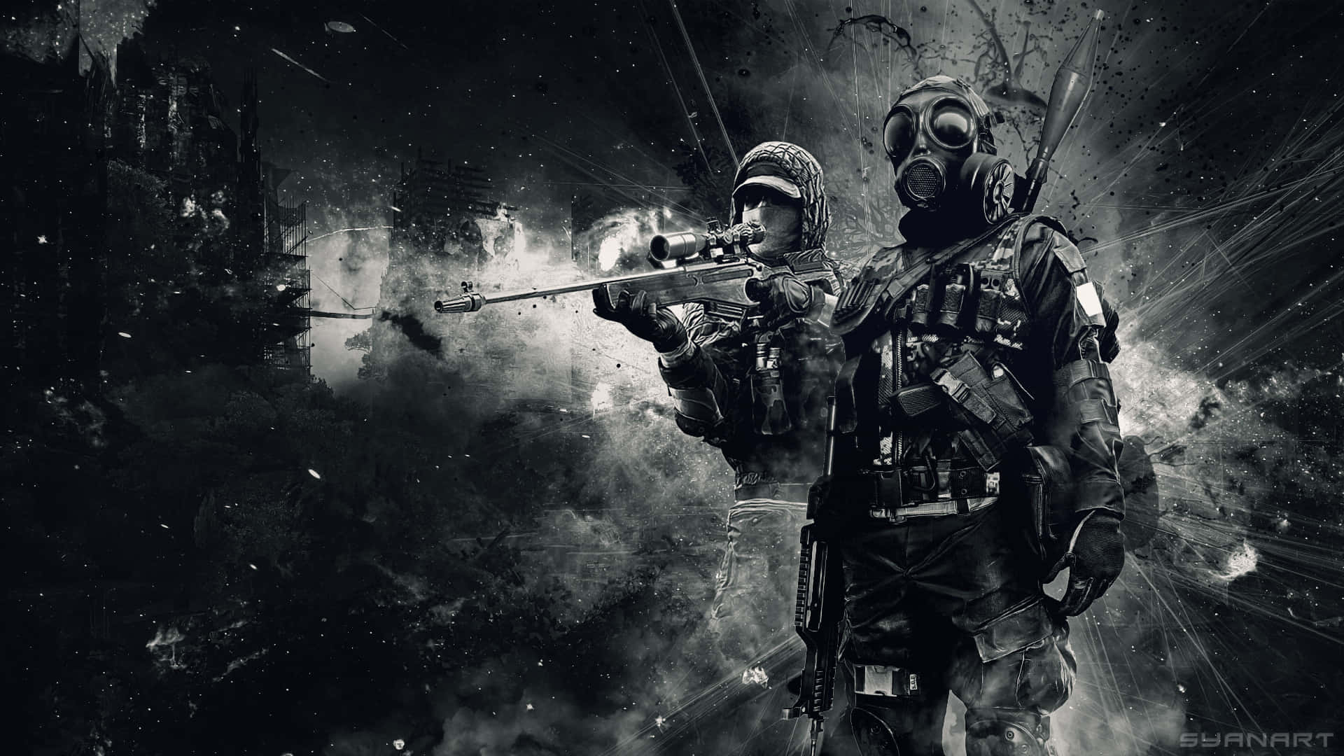 Battlefield Desktop Guy With Gas Mask Background