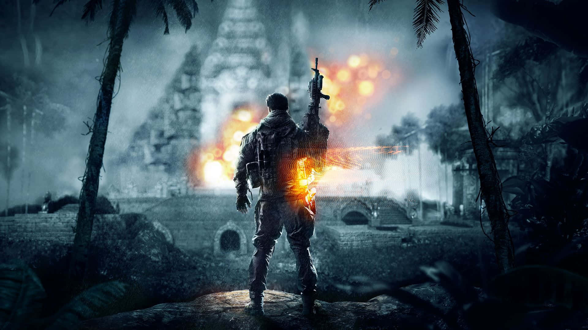 Battlefield Desktop Soldier In Ancient Ruins Background