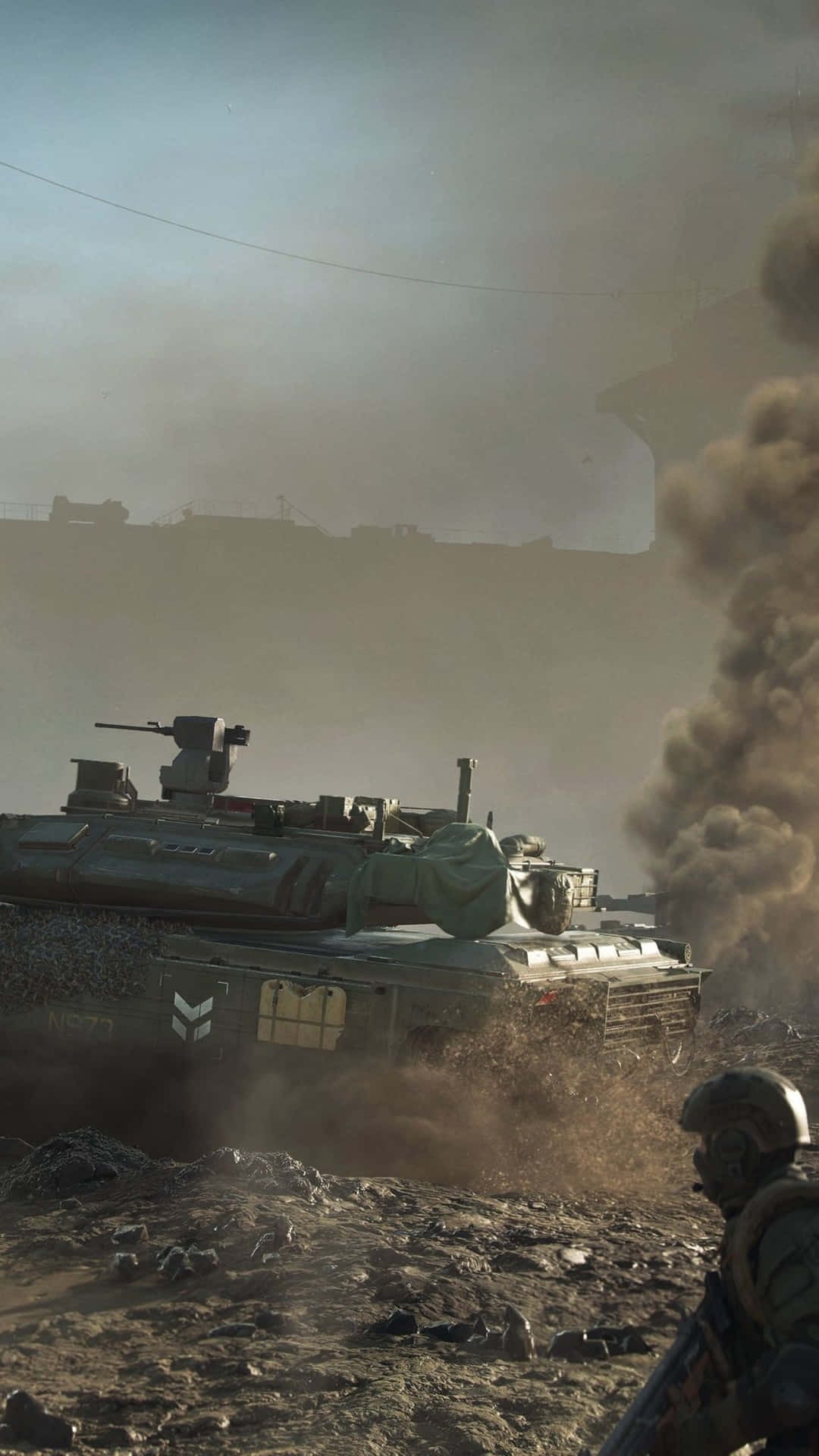 Battlefield Phone Smoking War Tank Background