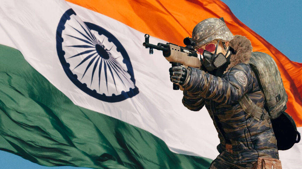 Battleground India Soldier And Indian Flag Background