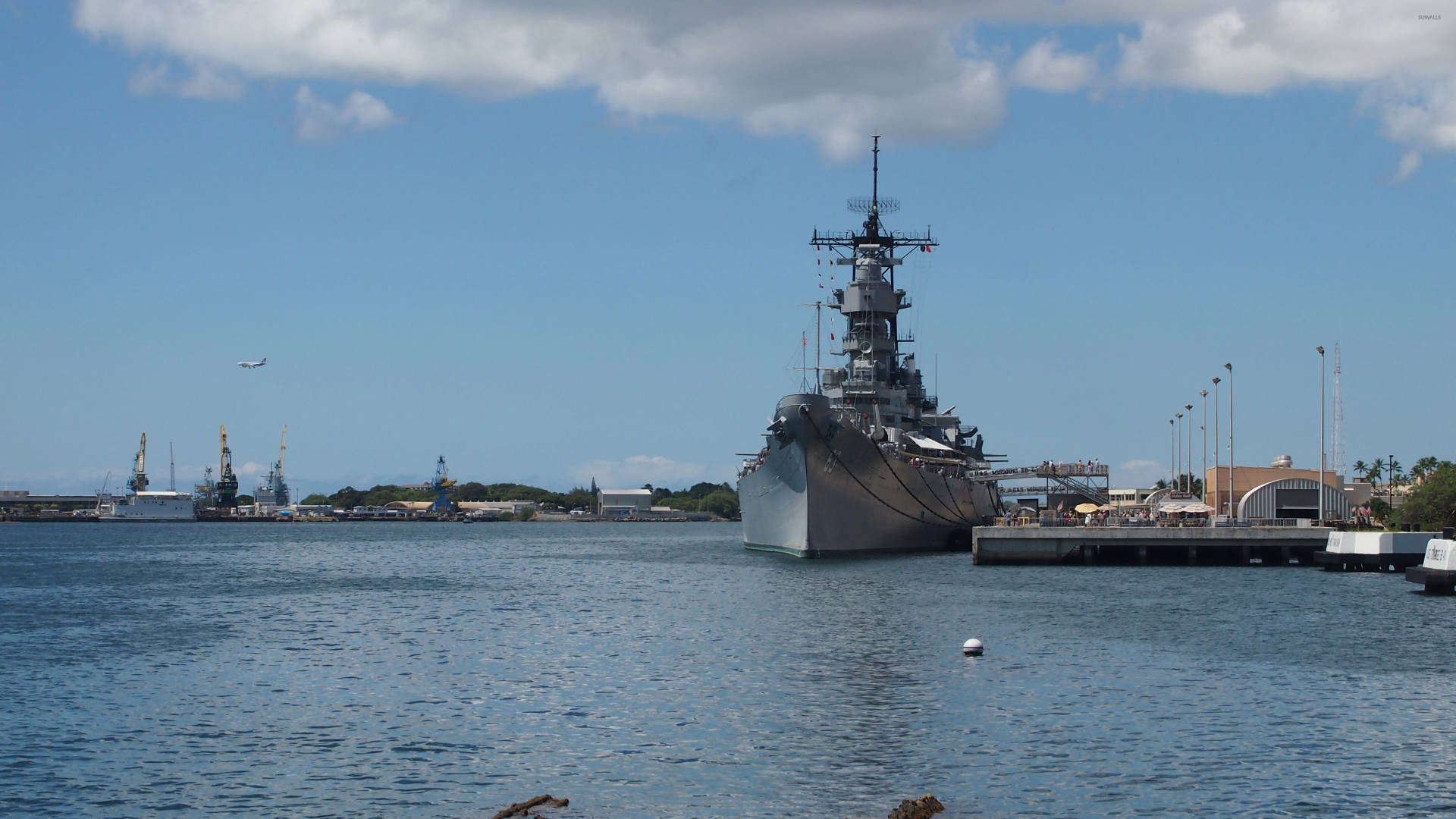 Battleship Missouri Memorial On Pearl Harbor Background