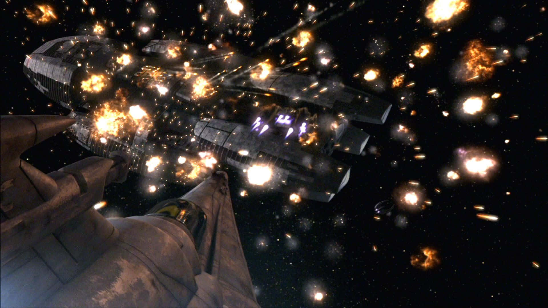 Battlestar Galactica Spaceship Exploding Background