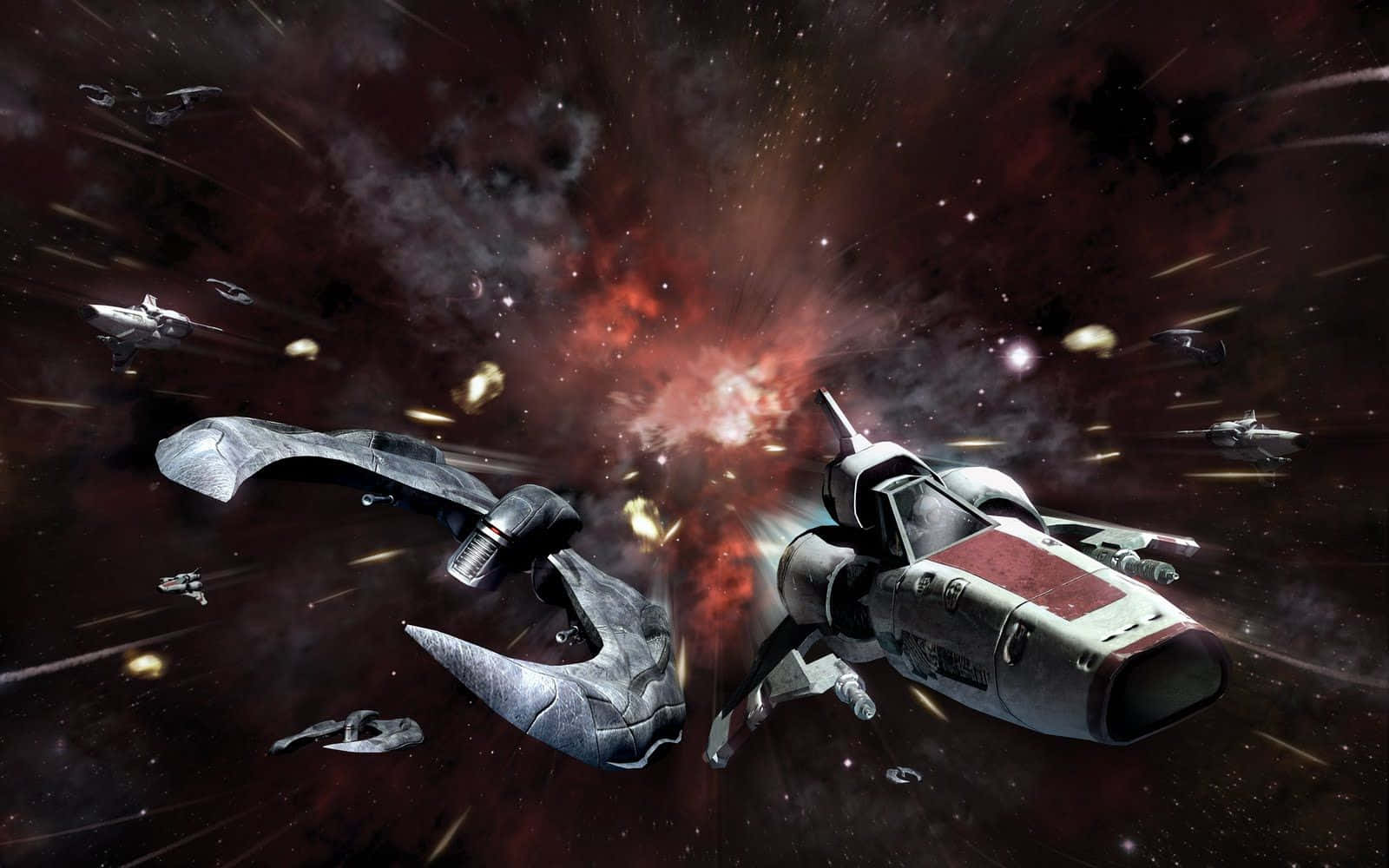 Battlestar Galactica Spaceship Flying Background