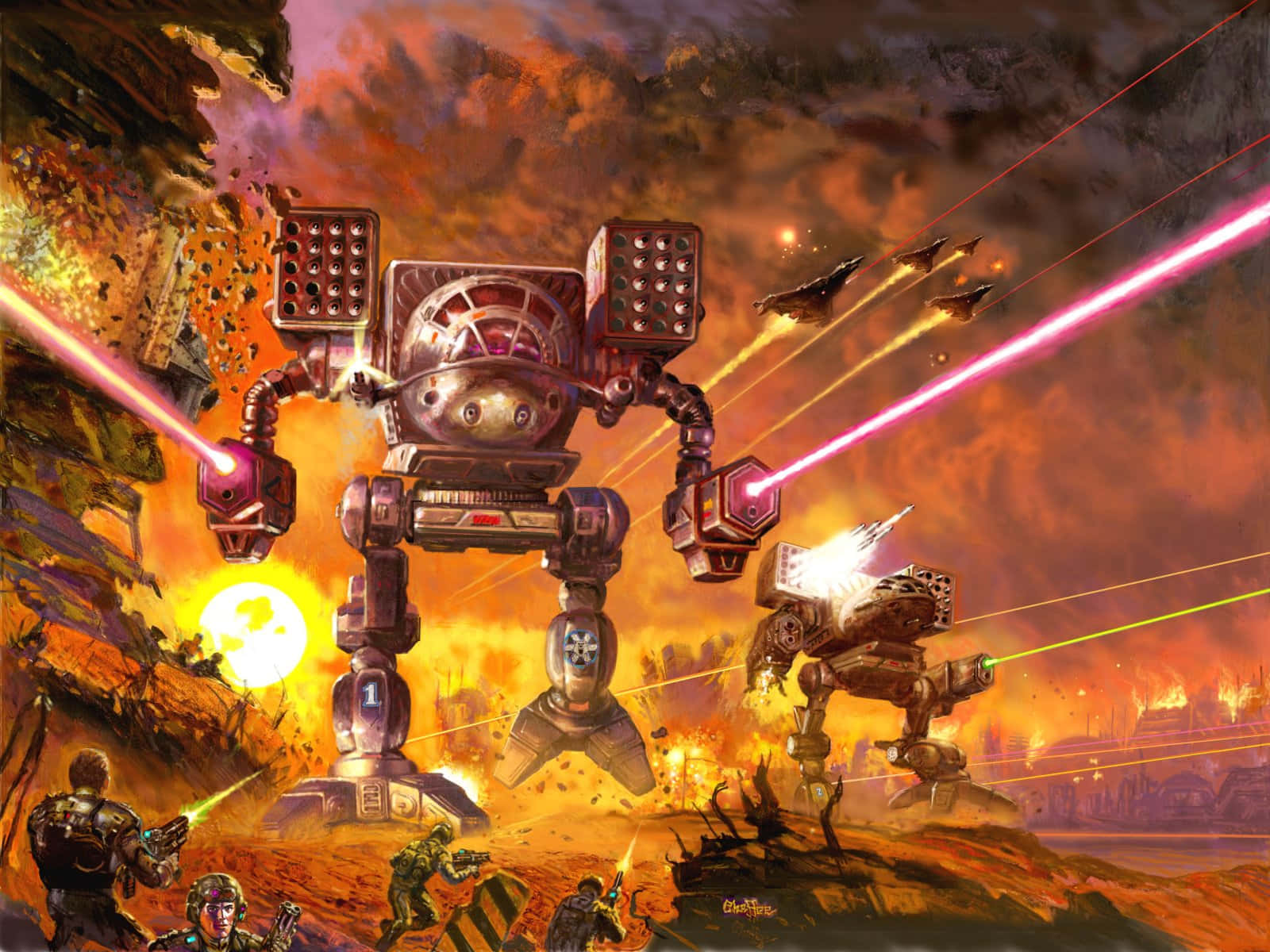 Battletech Mechs In Action Background