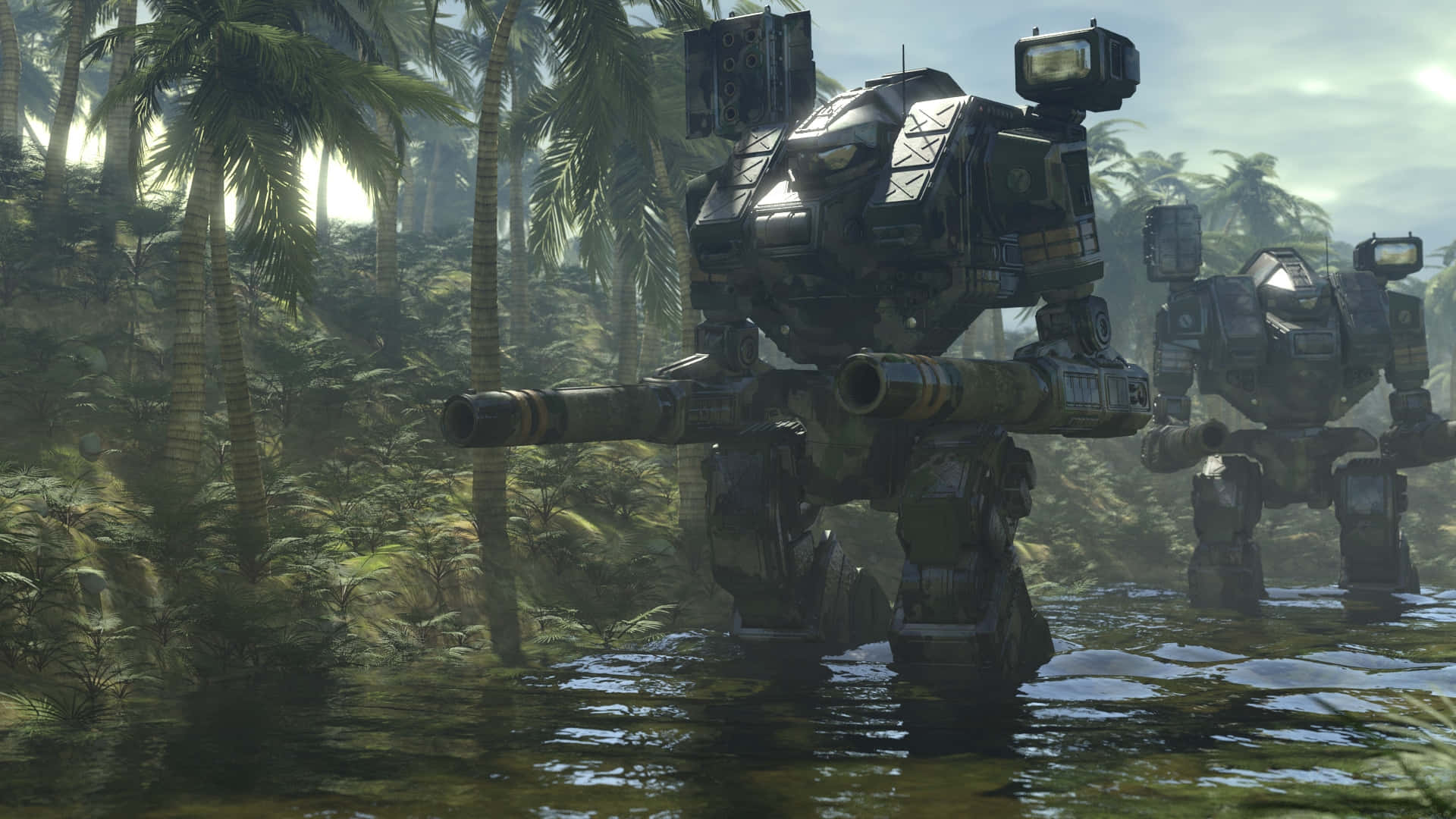 Battletech Mechs In Combat Mode Background