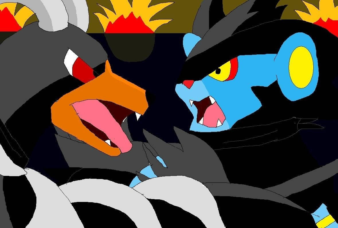 Battling Houndoom And Luxray Background