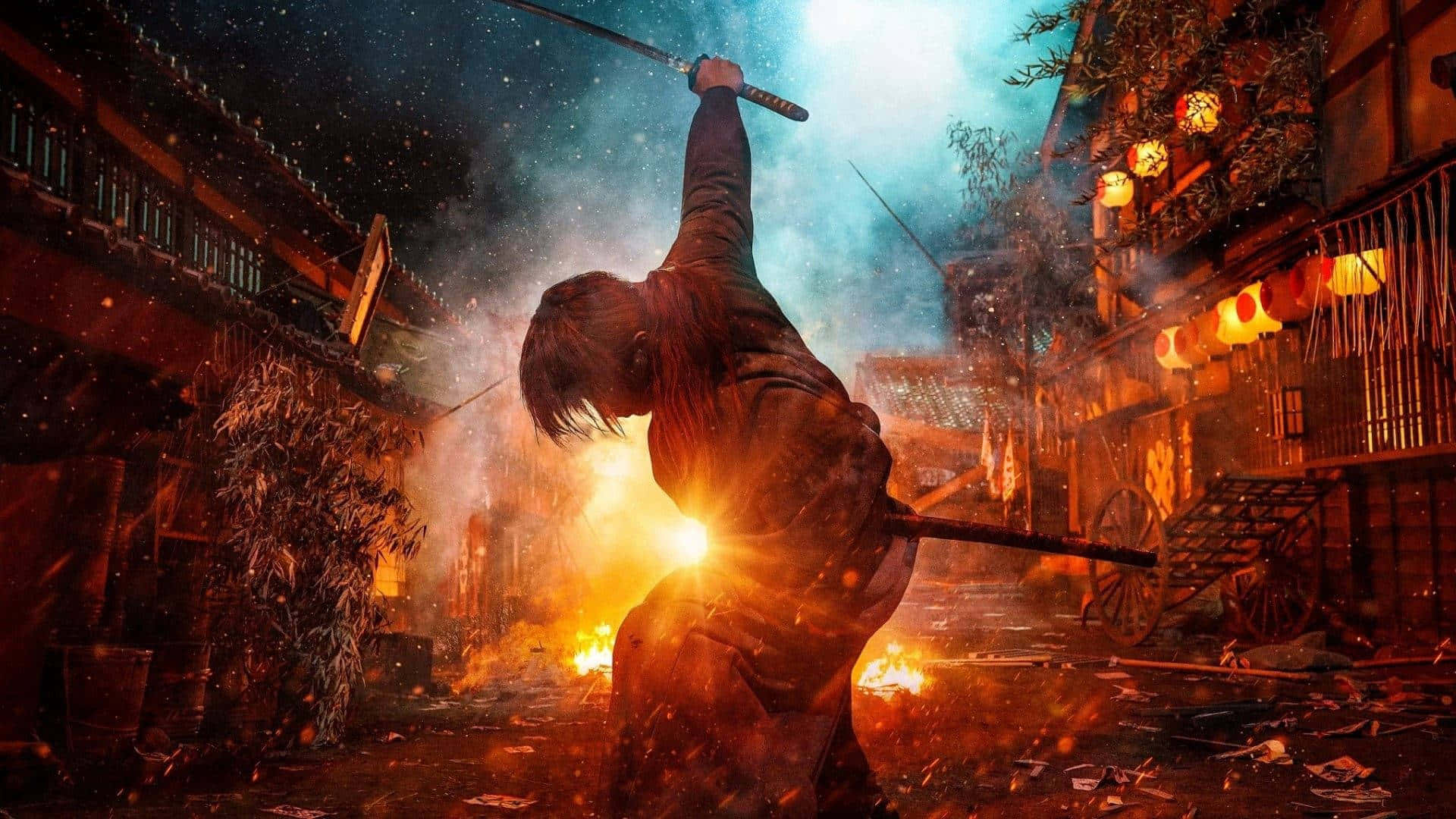 Battousai Showcasing Glorious Sword-fighting Skills Background