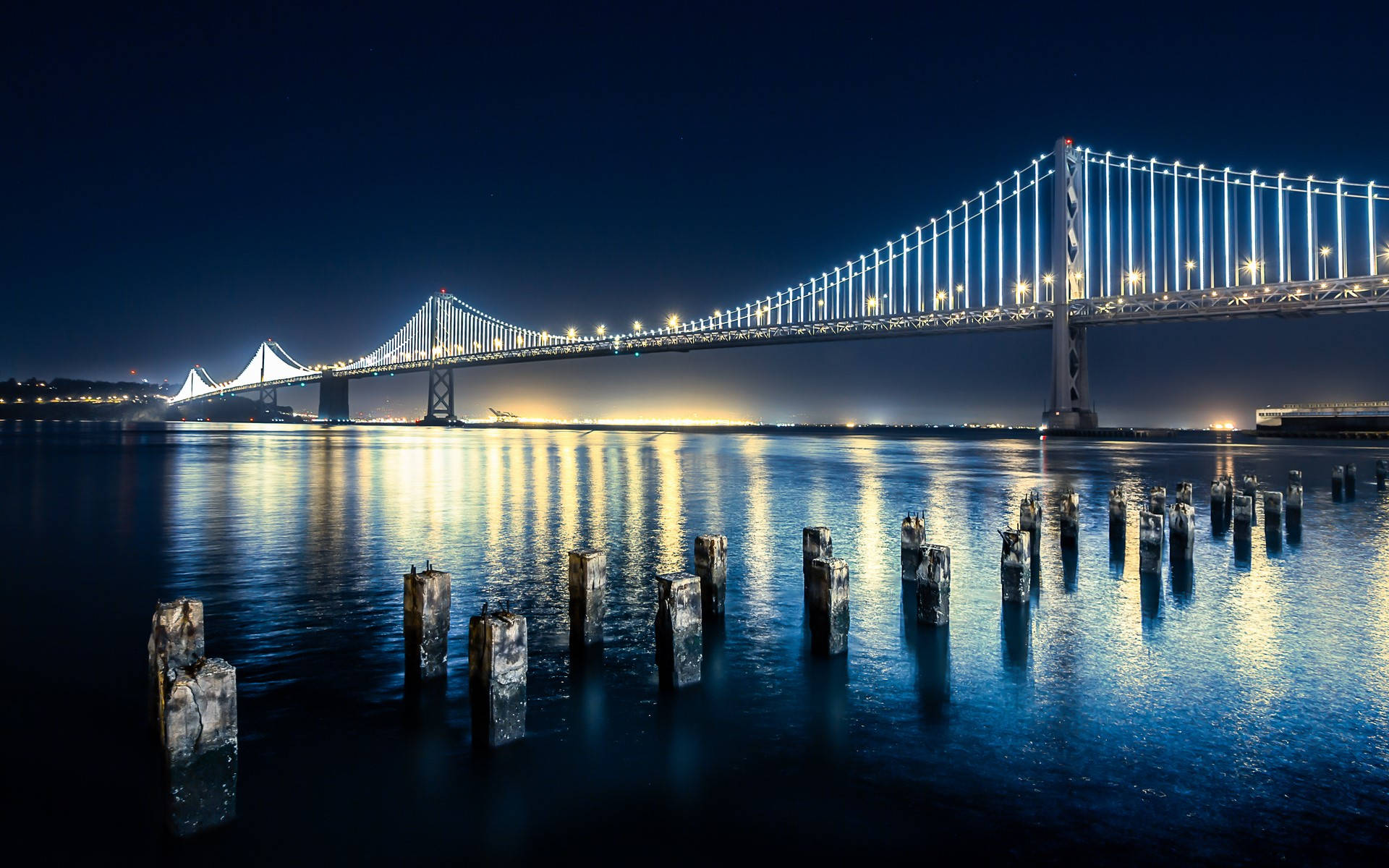 Bay Bridge At Night Background