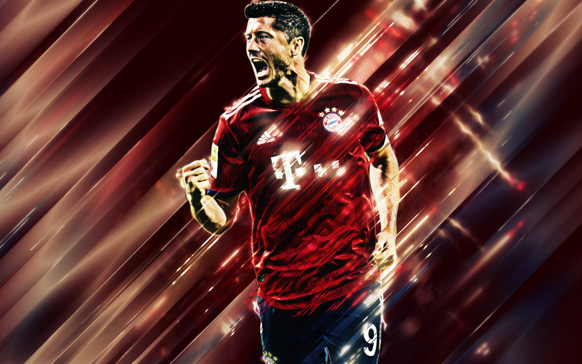 Bayern Munich Lewandowski Light Beams Art Background