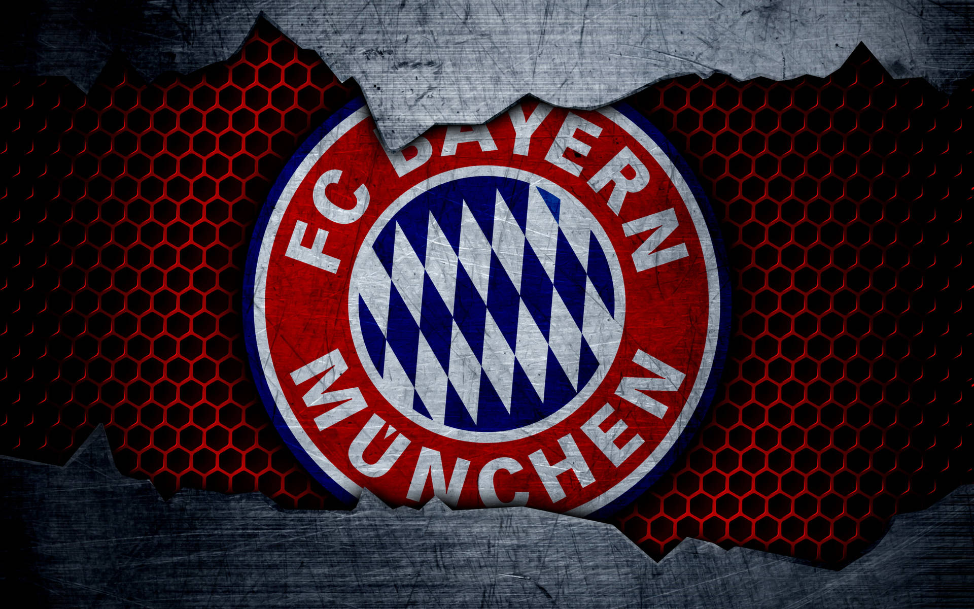Bayern Munich Metal Honeycomb Logo Background