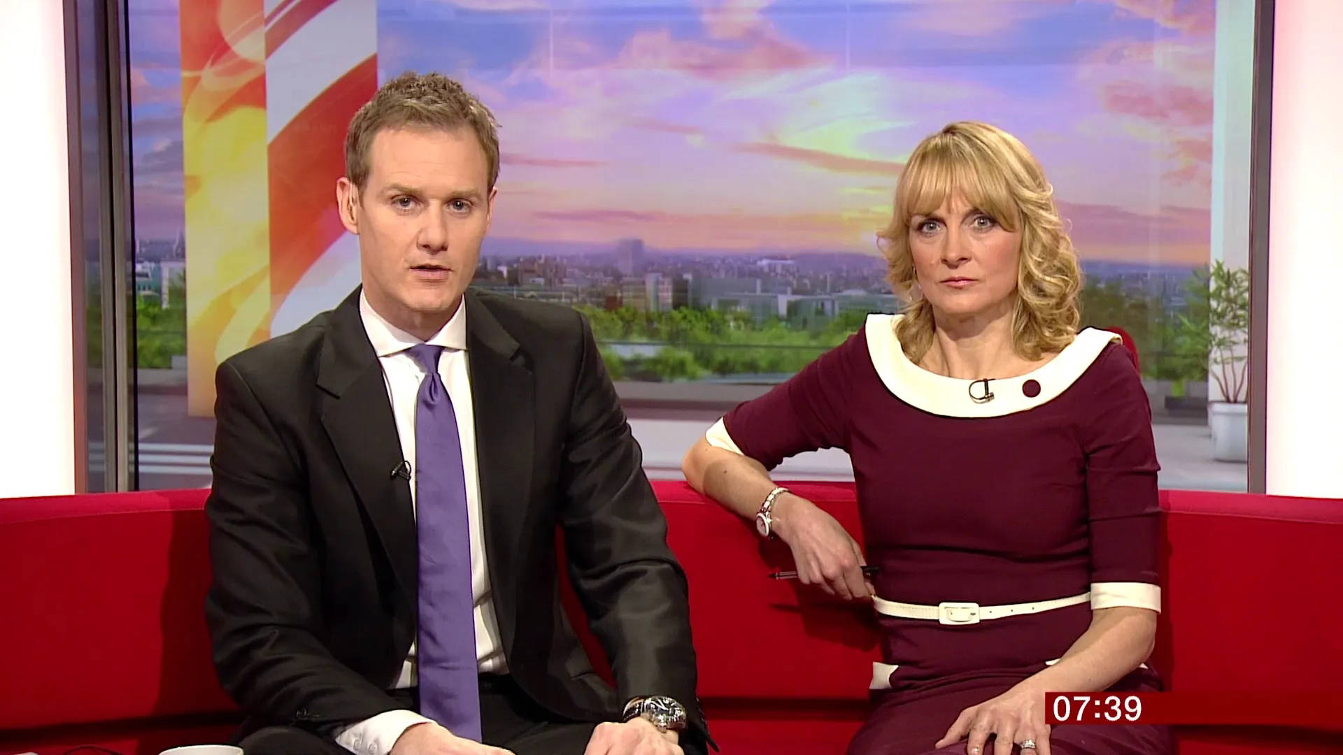 Bbc News Anchors Louise Minchin And Dan Walker Background