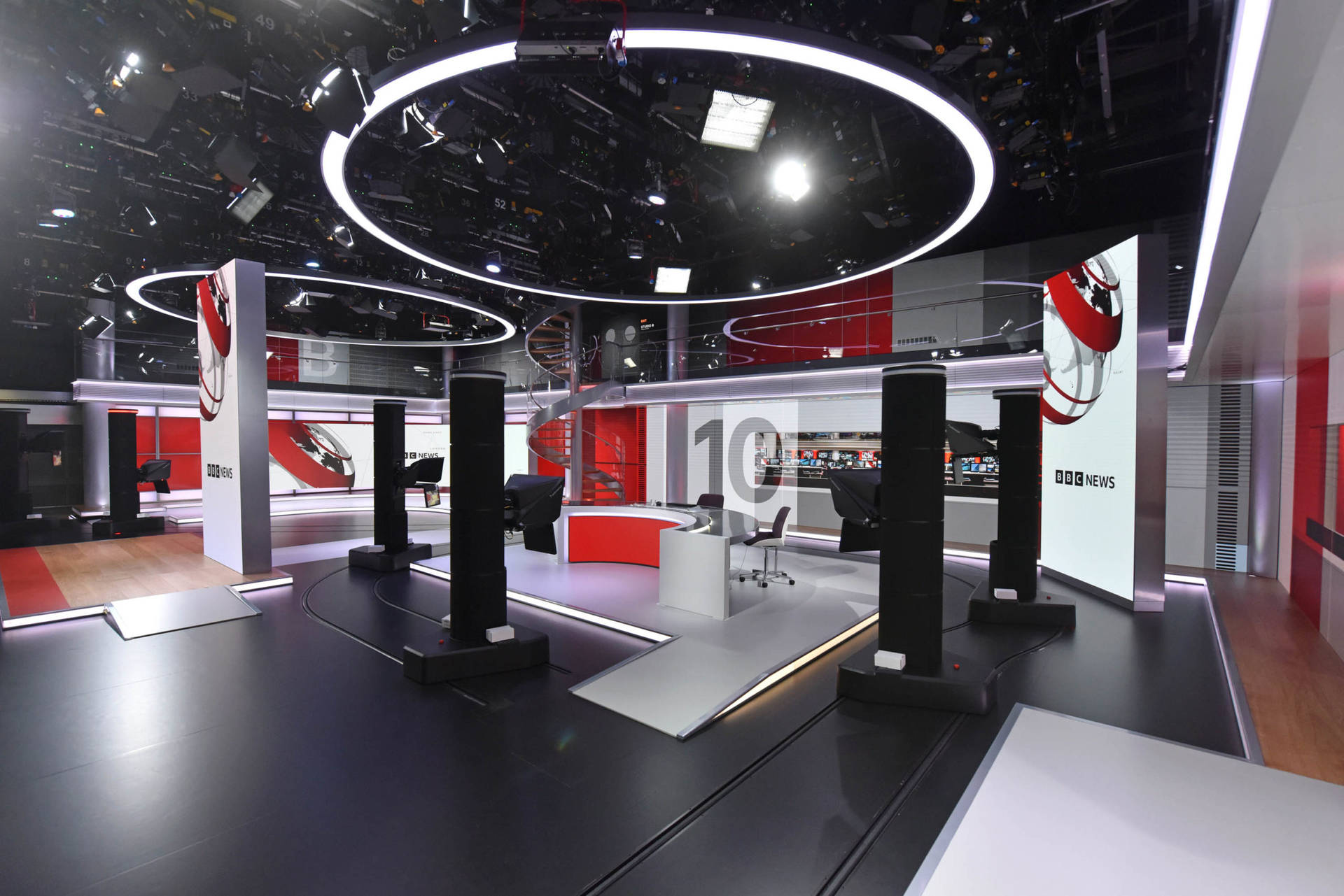 Bbc News Studio With Lights Background