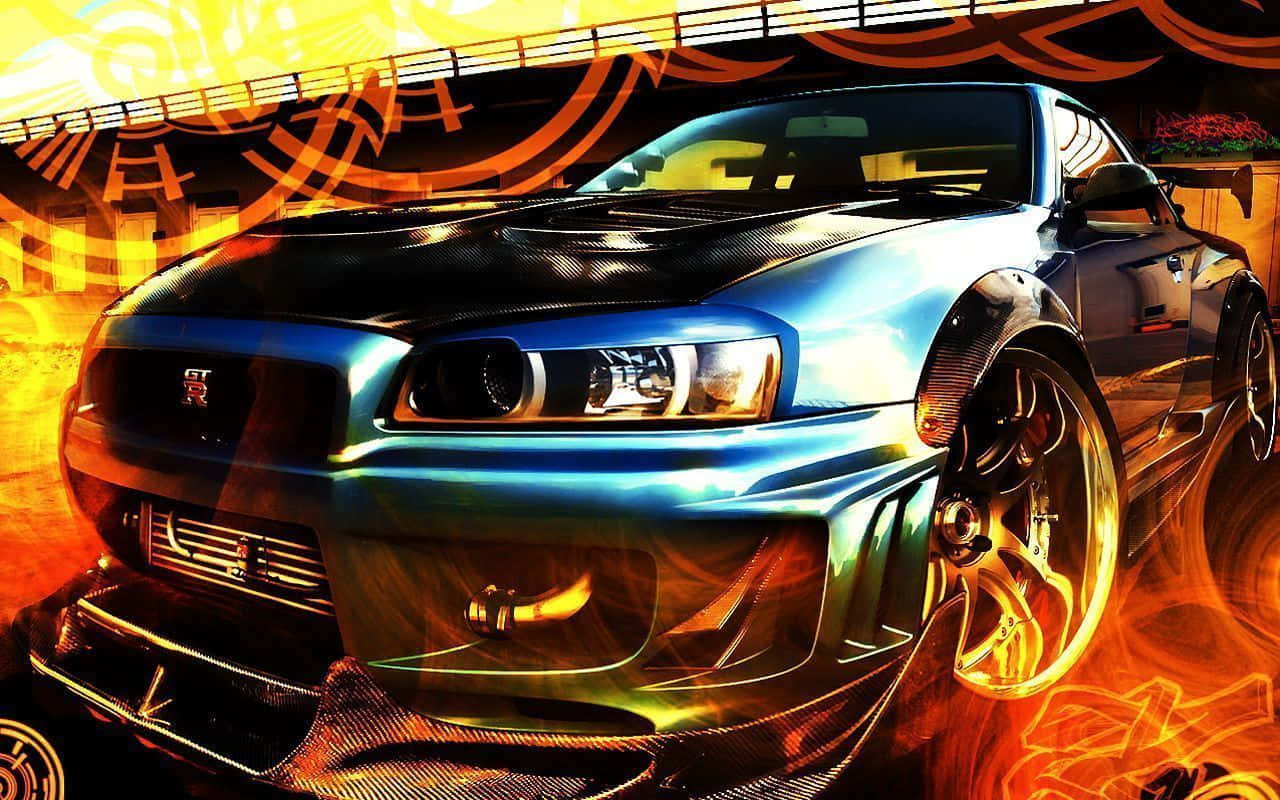 Be Cool Behind The Wheel Of The Nissan Skyline Background