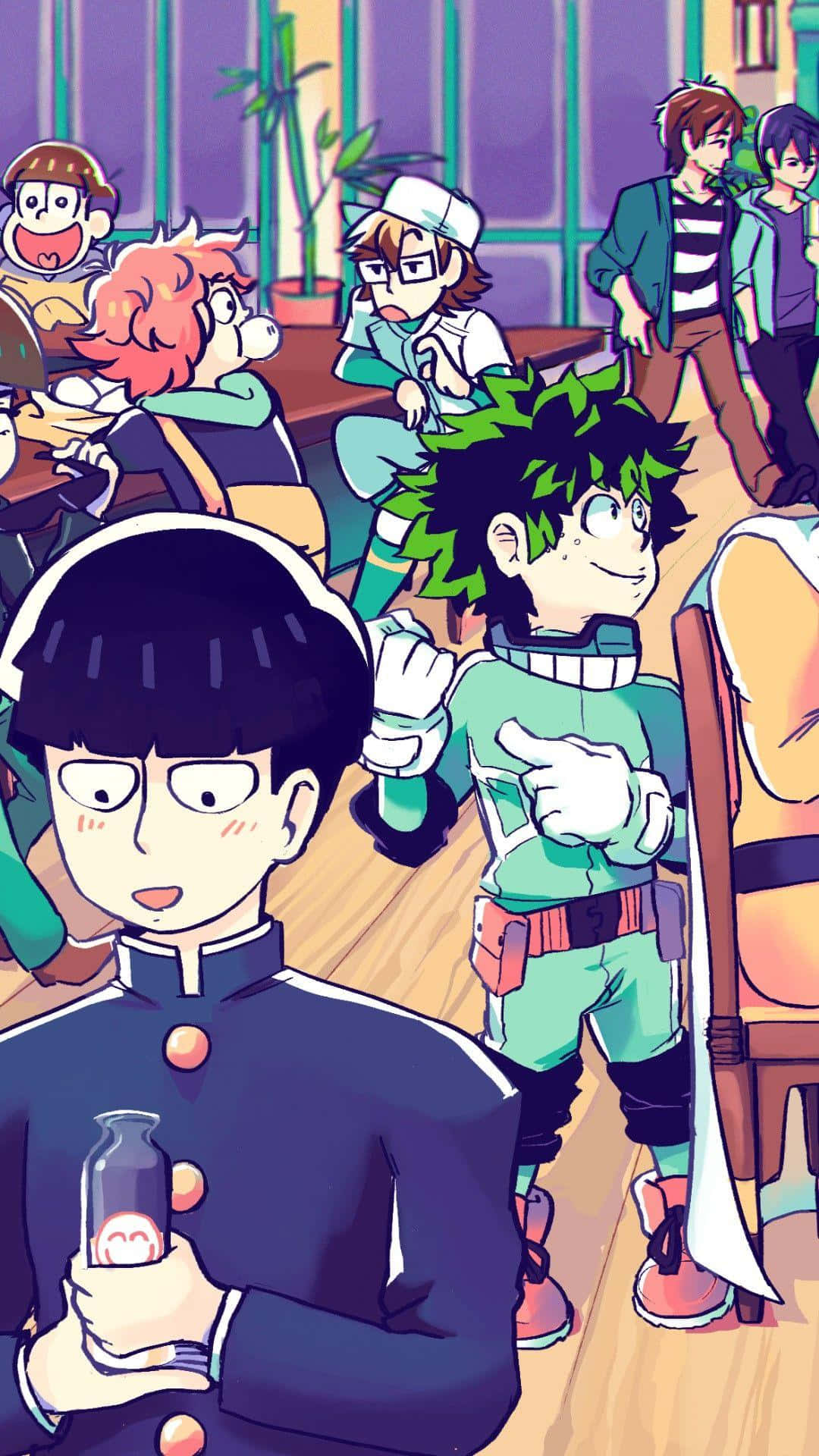 Be Empowered With Mob Psycho 100 On Your Iphone Background