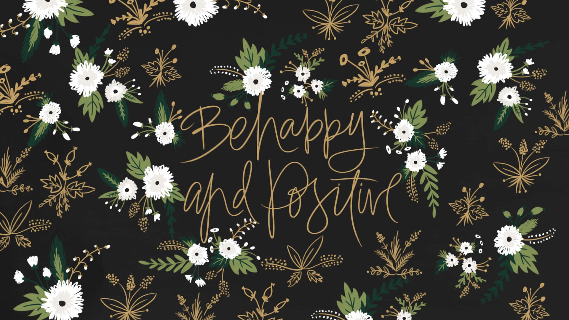 Be Happy And Positive Floral Design Background