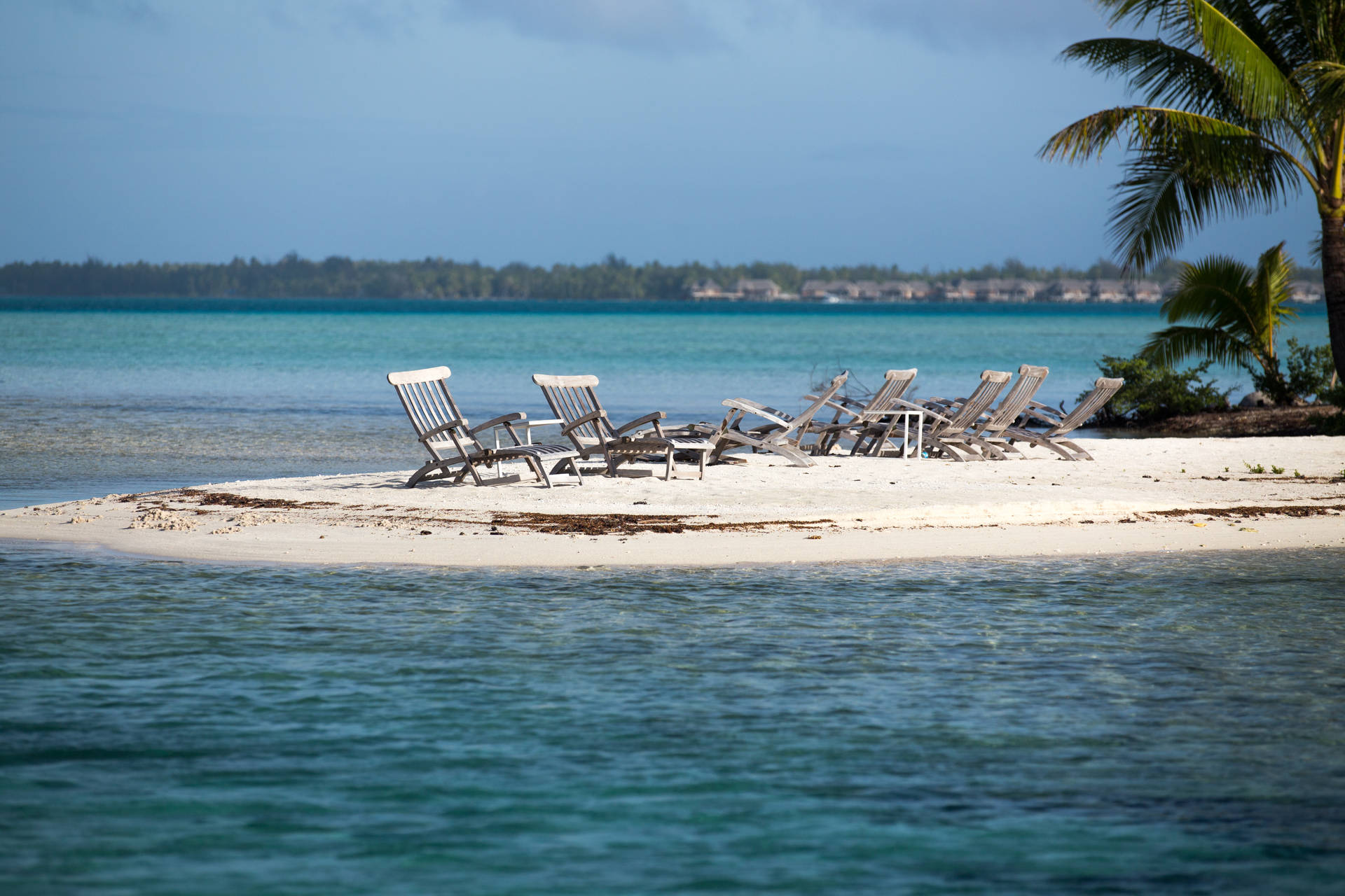 Beach Chair In French Polynesia Background