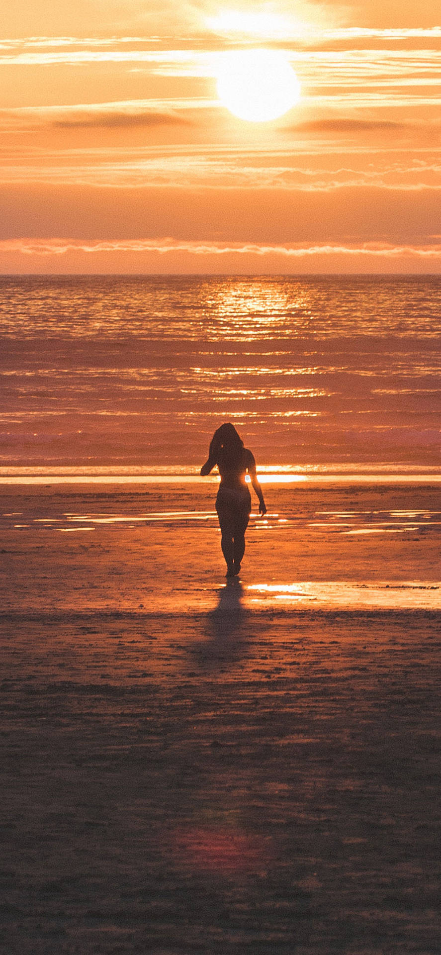 Beach Girl Golden Sunset Top Iphone Hd Background