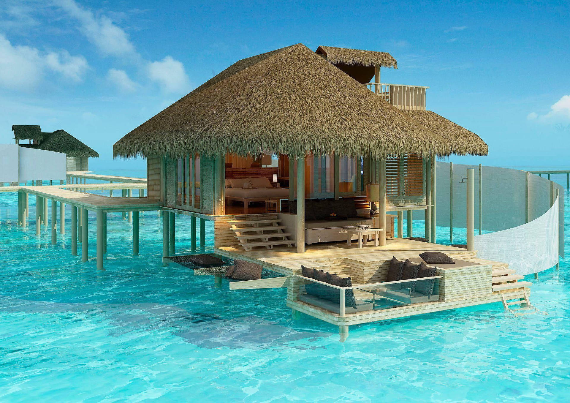 Beach House Six Senses Laamu Maldives Background