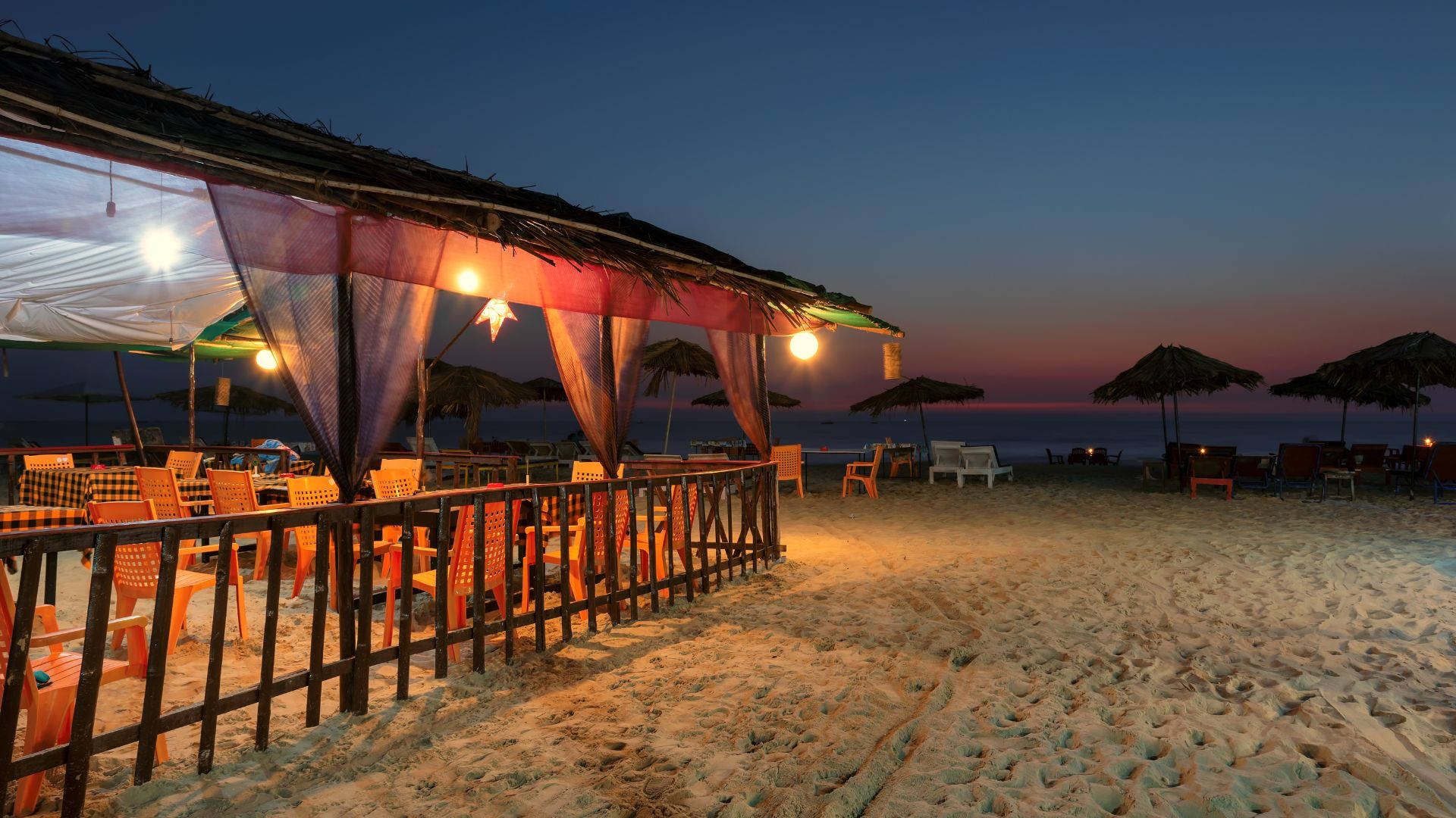 Beach Night At Morjim Beach Goa Background