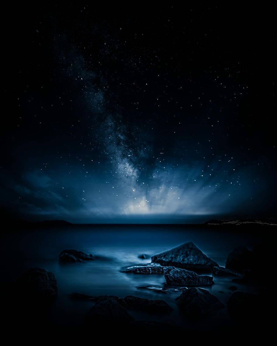 Beach Night Finland Skies Background