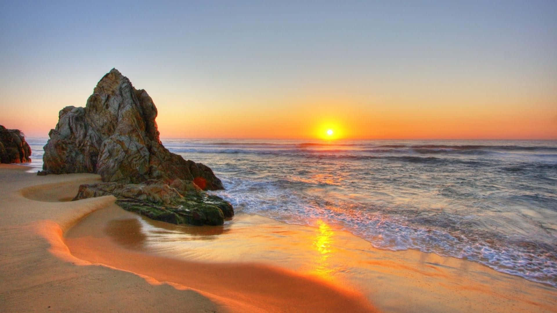 Beach Rock Sunset Desktop Background